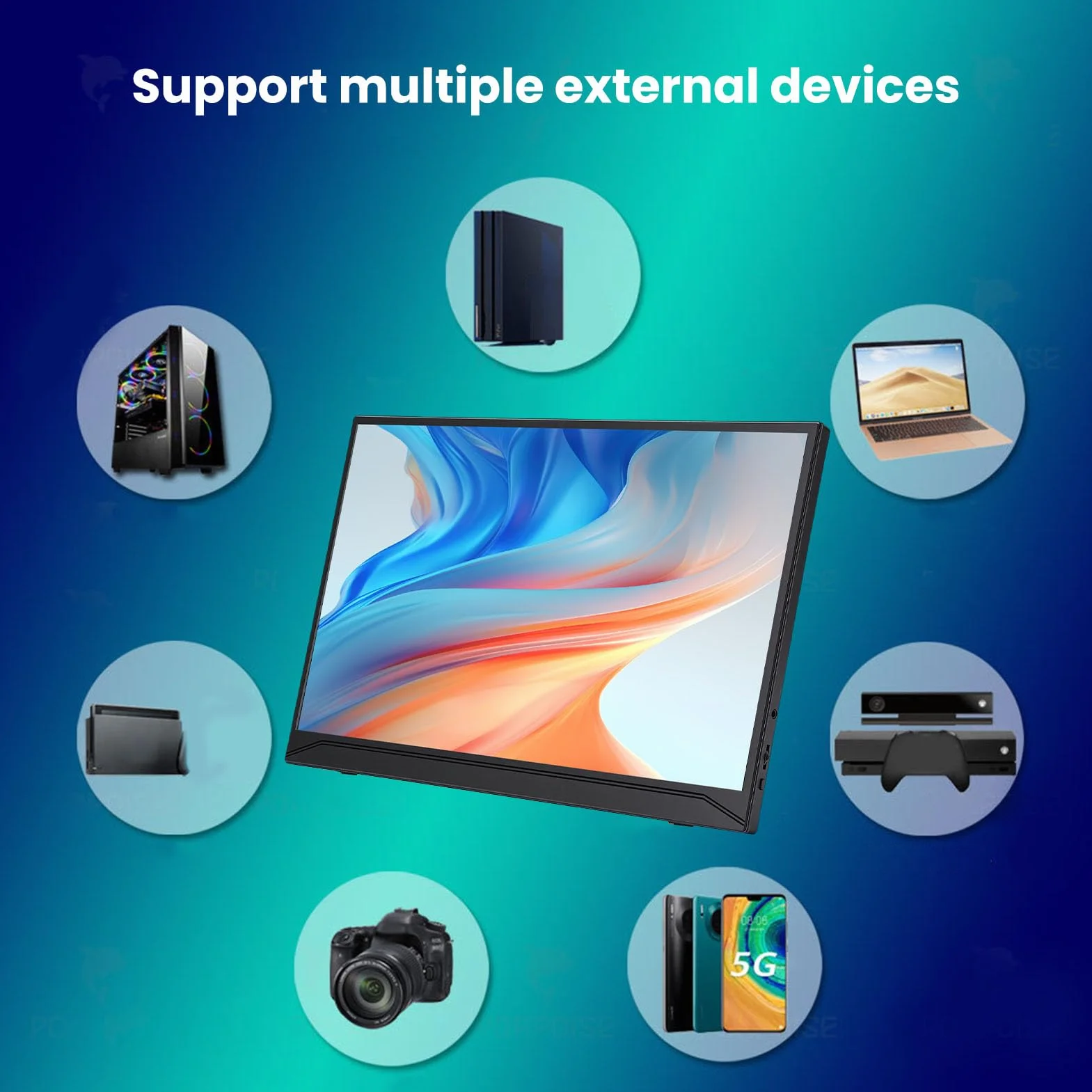 Jectse Przenośny Przedłużacz Ekranu Laptopa o Przekątnej 15,6 Cala, Wyświetlacz HD 1080P z Podwójnymi Głośnikami i Wejściem HDMI Typu C, do Konsoli do Gier na Laptopie, Smartfonie i