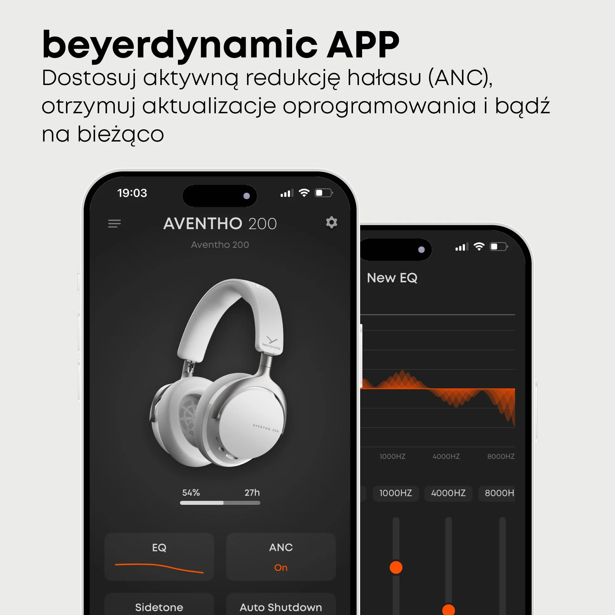 beyerdynamic AVENTHO 200 bezprzewodowe słuchawki nauszne z redukcja szumów, 60 uur batterijduur, opvouwbare behuizing, vervangbare oorkussens, in czarny - nieuwe update beschikbaar via app