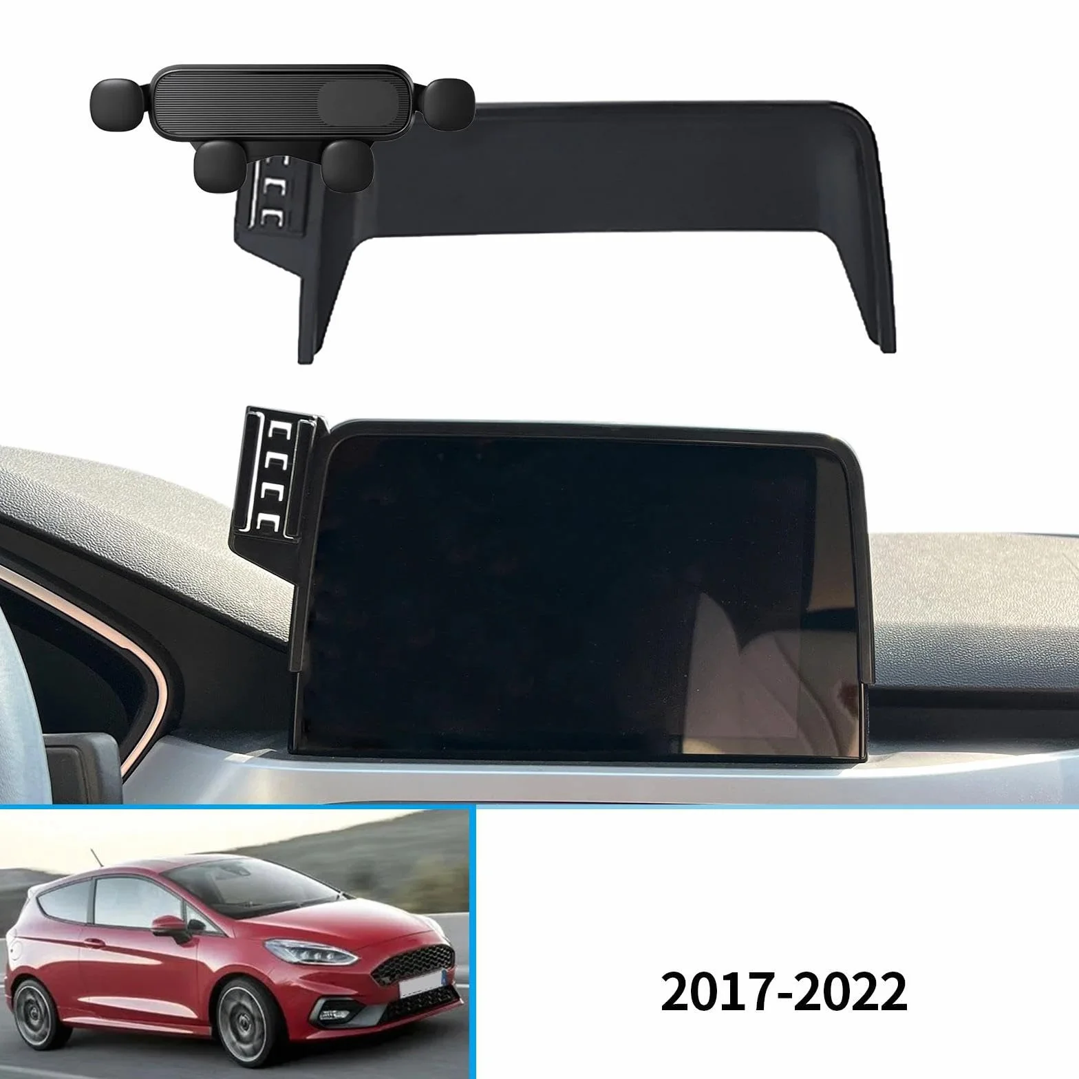 Uchwyt Samochodowy na Telefon dla Ford Fiesty MK7 MK8 2017-2022, 8-calowy uchwyt samochodowy na telefon komórkowy, stojak na nawigację GPS (podstawa i uchwyt 2)