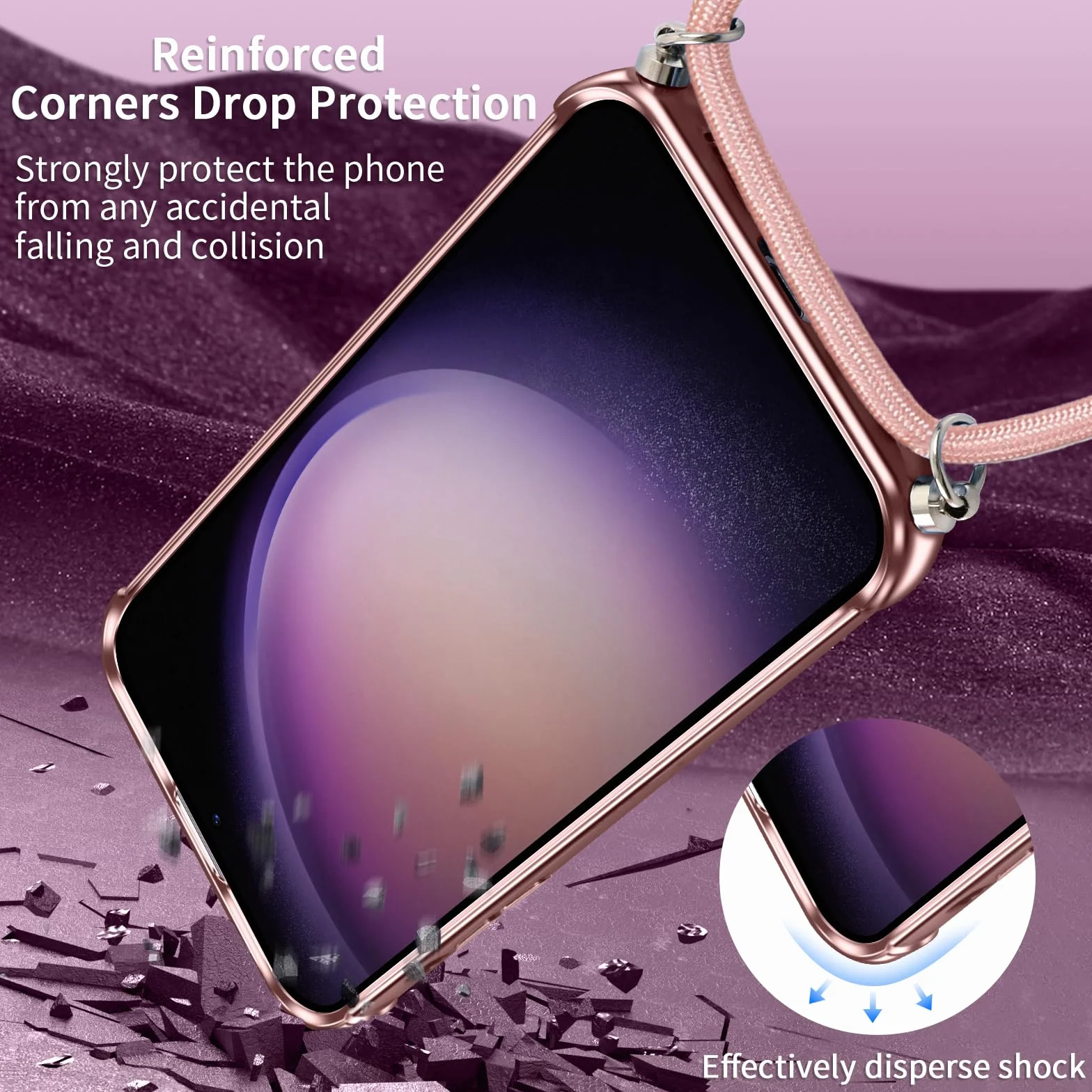 Phoona Etui z łańcuchem na telefon komórkowy do Samsunga Galaxy S23 Plus 5G z paskiem [Kompatybilne z MagSafe], luksusowe etui z błyszczącym powłokiem magnetycznym do Samsunga S23 Plus 5G, ochronne