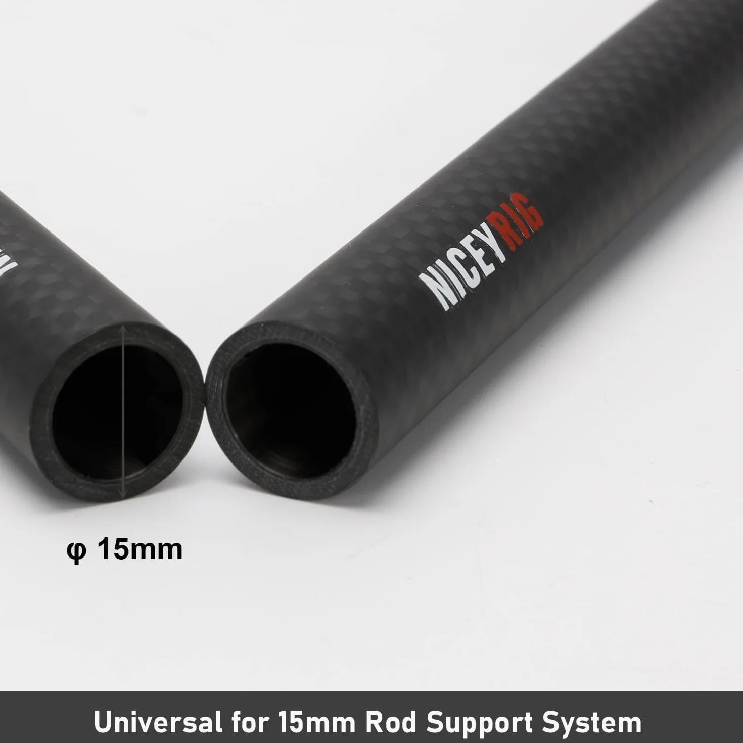 NICEYRIG Pręty z włókna węglowego 15 mm 16"/40 cm 15 mm system podparcia szyny prętowej, zestaw naramienny DSLR, klatka stabilizatora aparatu, matowe pudełko, płyta podstawy