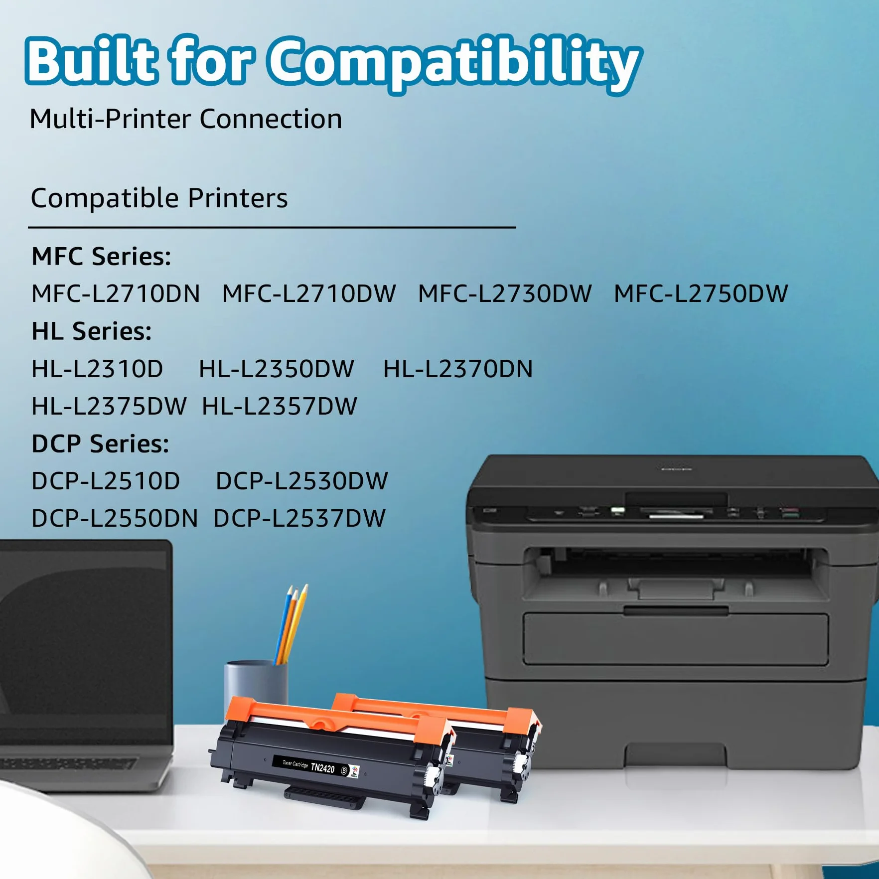 Brother TN2420/TN2410 Tonery dla MFC-L2710DW, DCP-L2530DW, HL-L2350DW, L2710DN, L2310D, L2375DW (2 czarne)