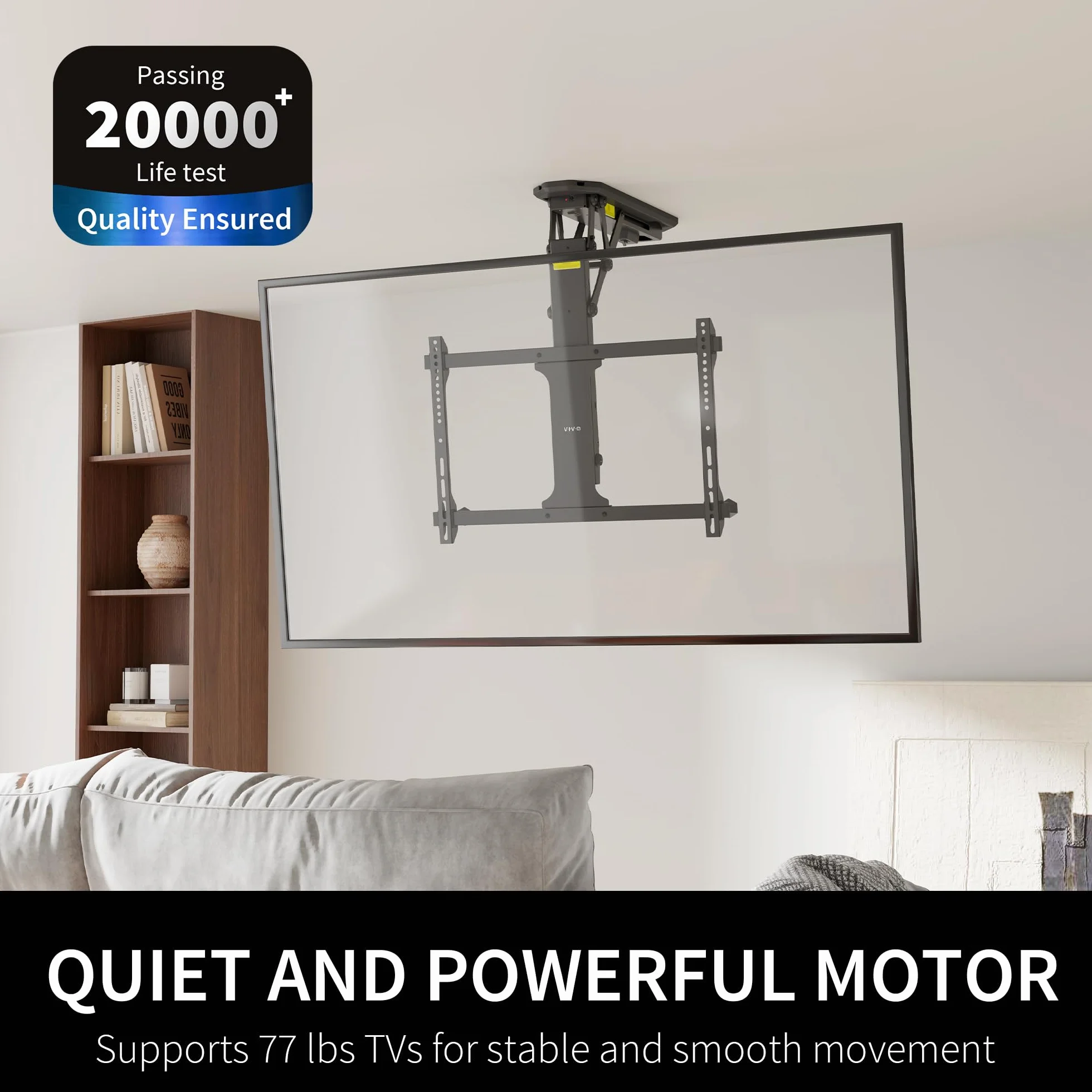 VIVO Elektryczny uchwyt sufitowy na telewizor do ekranów 32 do 70 cali, duży składany zmotoryzowany dach spadzisty uchwyt VESA, Master Pack, MOUNT-E-FD70