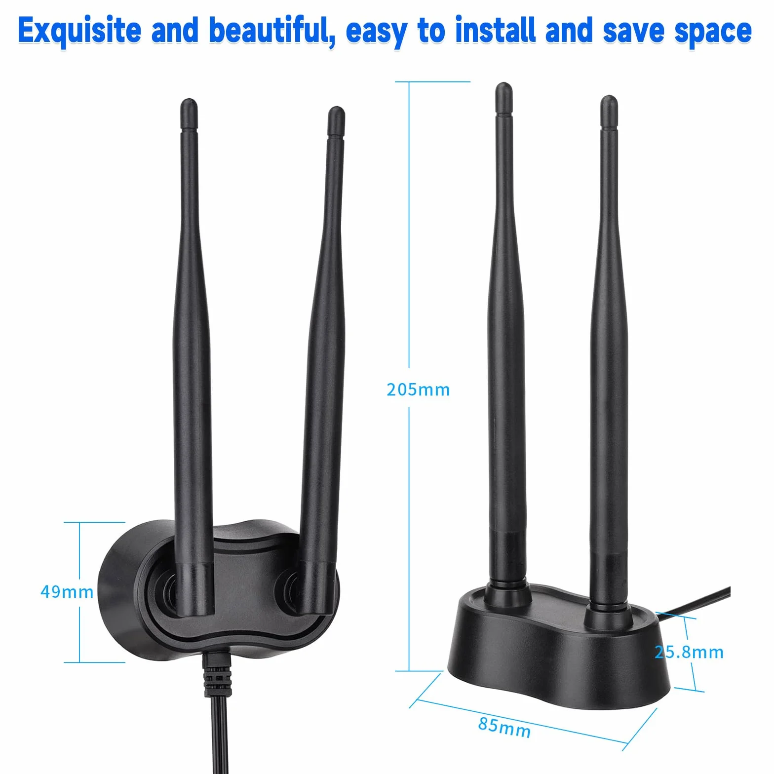 Eightwood Antena WiFi Dual Band 2,4/5/5,8 GHz RP-SMA z magnesem, przedłużacz kabla do routera