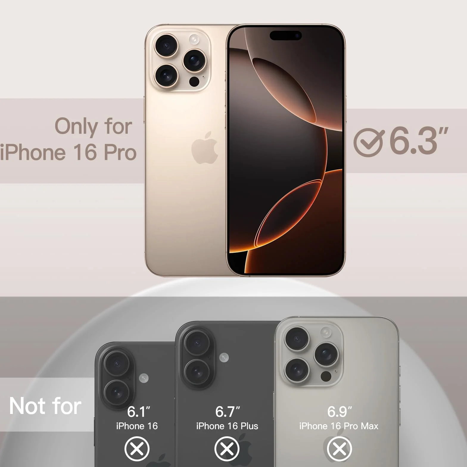 JETech Etui Silikonowe iPhone 16 Pro 6,3 Cala Ochronne Odporny na Zarysowania Tytan Pustynny