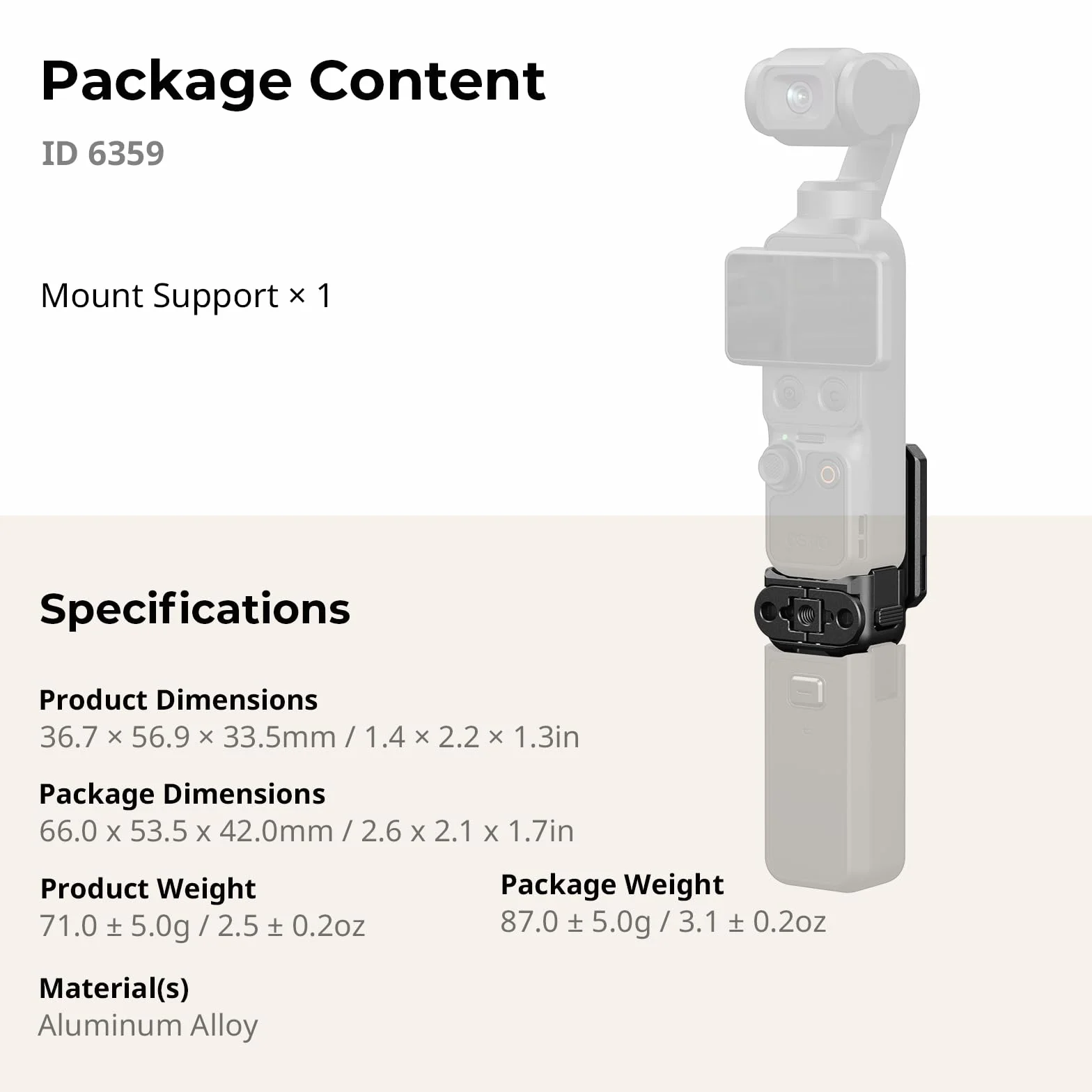 SMALLRIG Magnetyczna Płytka Tylna QR do DJI Osmo Pocket 4/3, Interfejs USB-C, Otwór Pozycjonujący 1/4”-20” i Dwukierunkowy Interfejs Magnetyczny, Regulacja Swobodna w Zakresie 180°-6359