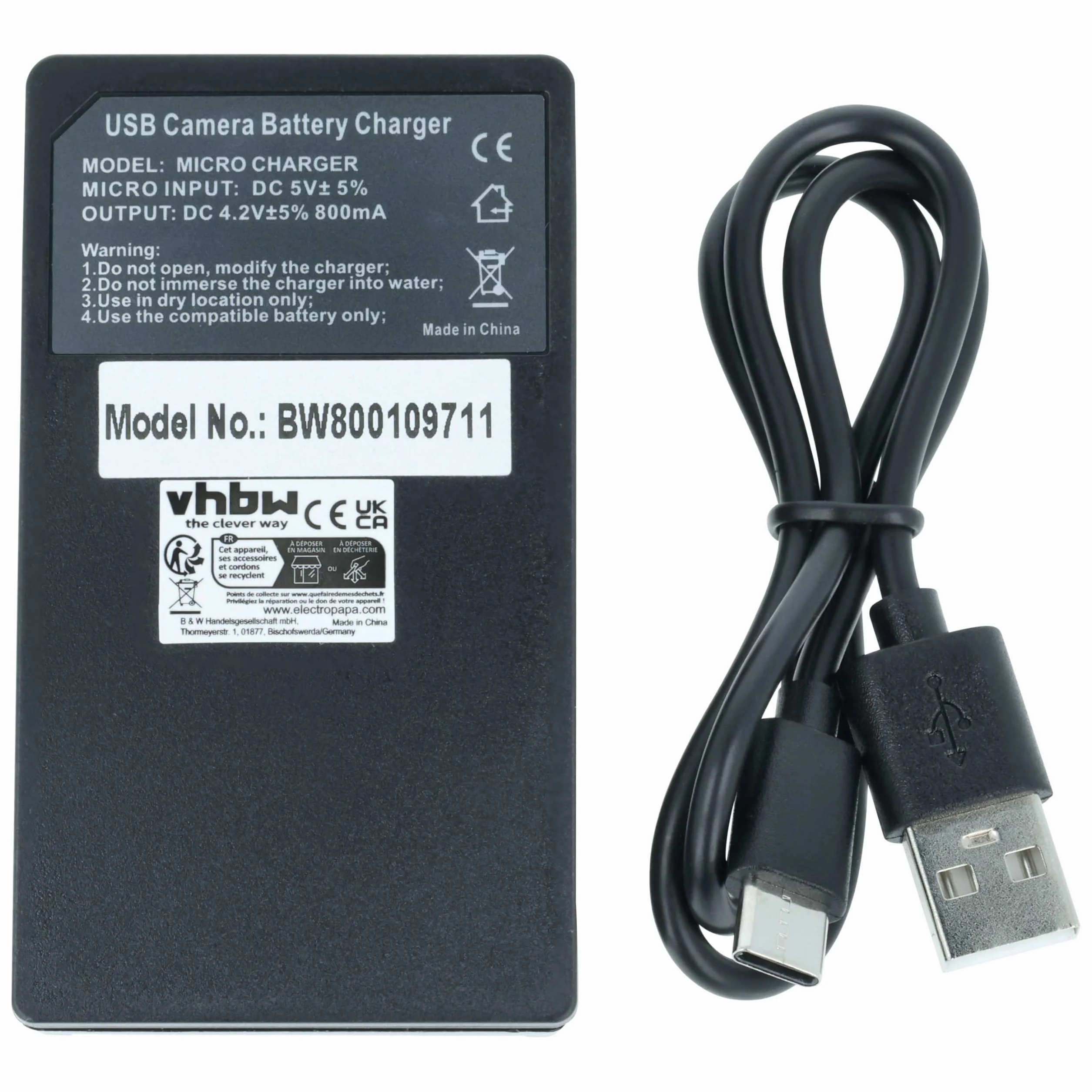 vhbw Ładowarka USB-C kompatybilna z Sony NP-FS11, NP-FS30, NP-FS22, NP-FS21, NP-FS20 do kamery - ładowarka + kabel USB-C wskaźnik ładowania