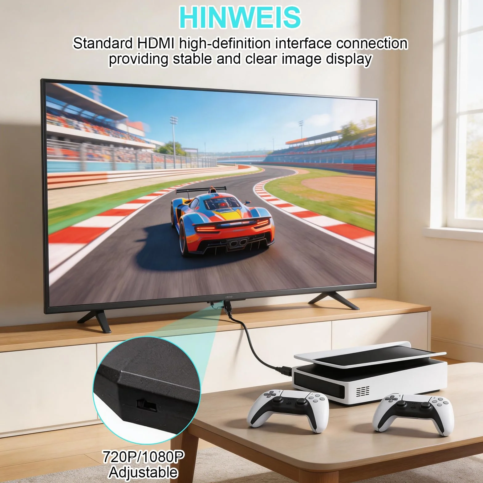 HENGBIRD Adapter PS1/PS2 na HDMI 1080P z kablem AV 1 m, 720P 1080P HD Link kabel wideo konsola audio konwerter wideo, Plug and Play, zasilanie micro USB, do TV i konsoli do gier