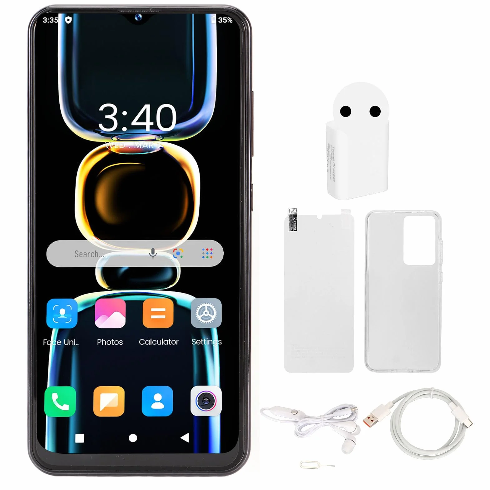 Odblokowany Smartfon, Wyświetlacz HD o Przekątnej 6,54 Cala, 8 GB RAM 256 GB ROM, Octa Core, Aparat 32 MP, Odblokowanie twarzą 16 MP,12, GPS, 4G 5G WIFI, Trwała Bateria (BLUE)
