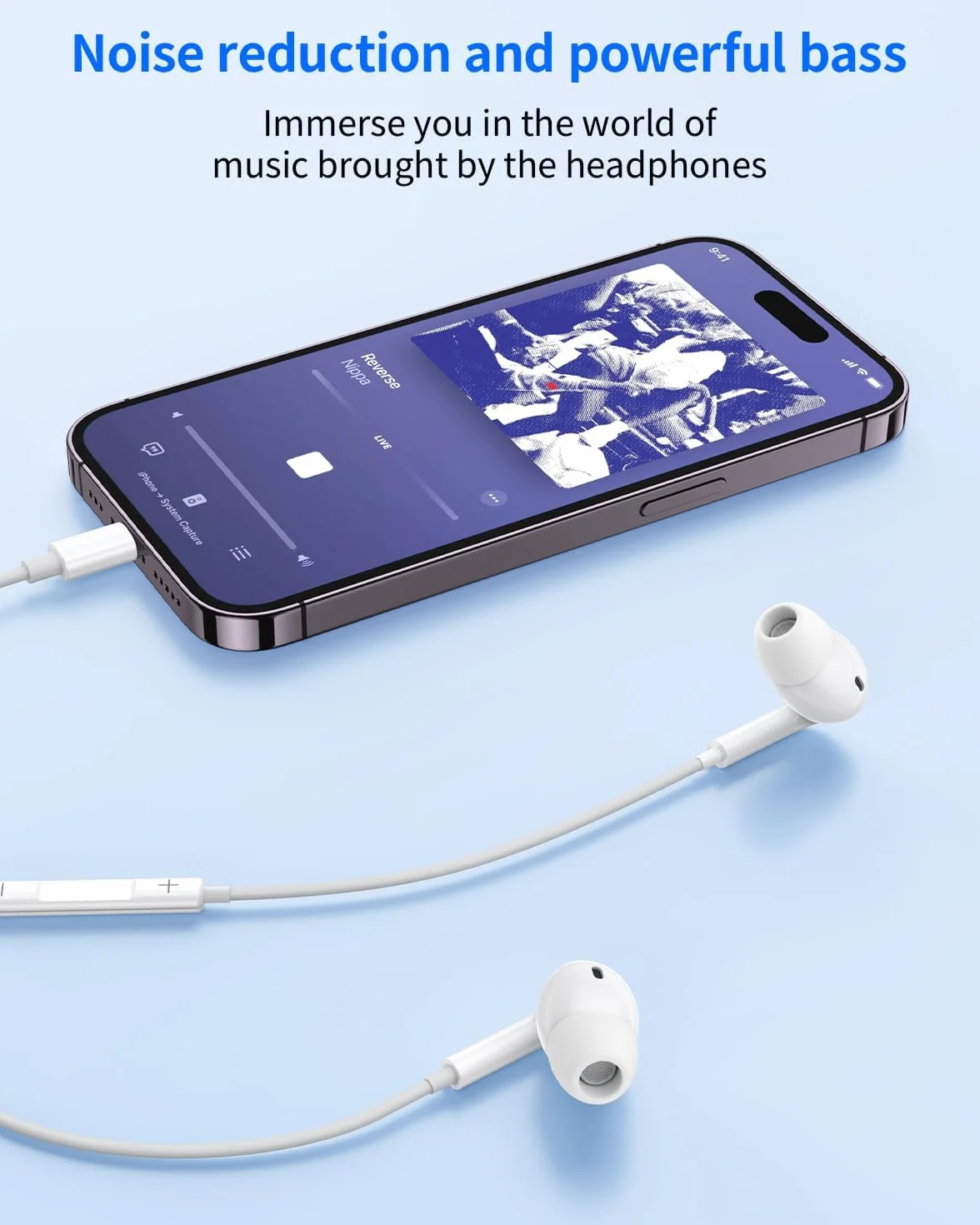 Słuchawki douszne do iPhone'a, [certyfikat MFi], słuchawki z kablem, HiFi Audio Stereo, z mikrofonem i regulatorem głośności, Lightning z iPhone 14/14 Pro/13/12/11/XS/X/8/7/SE