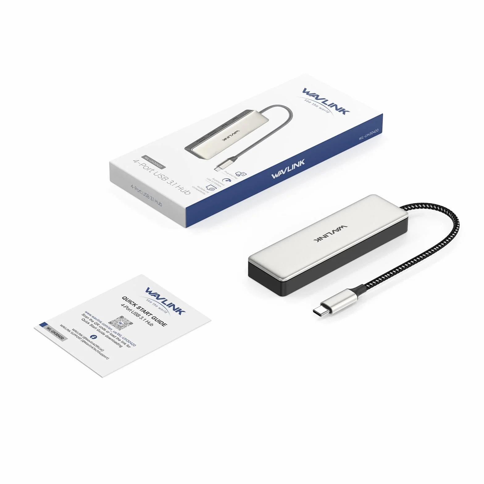 Hub USB C, koncentrator WAVLINK 10 Gb/s, 2 porty USB C 3.2, 2 porty USB A 3.2, kompatybilny z iMac/MacBook/Chromebook/Dell/HP/Lenovo (nie obsługuje ładowania/rozszerzania monitora)