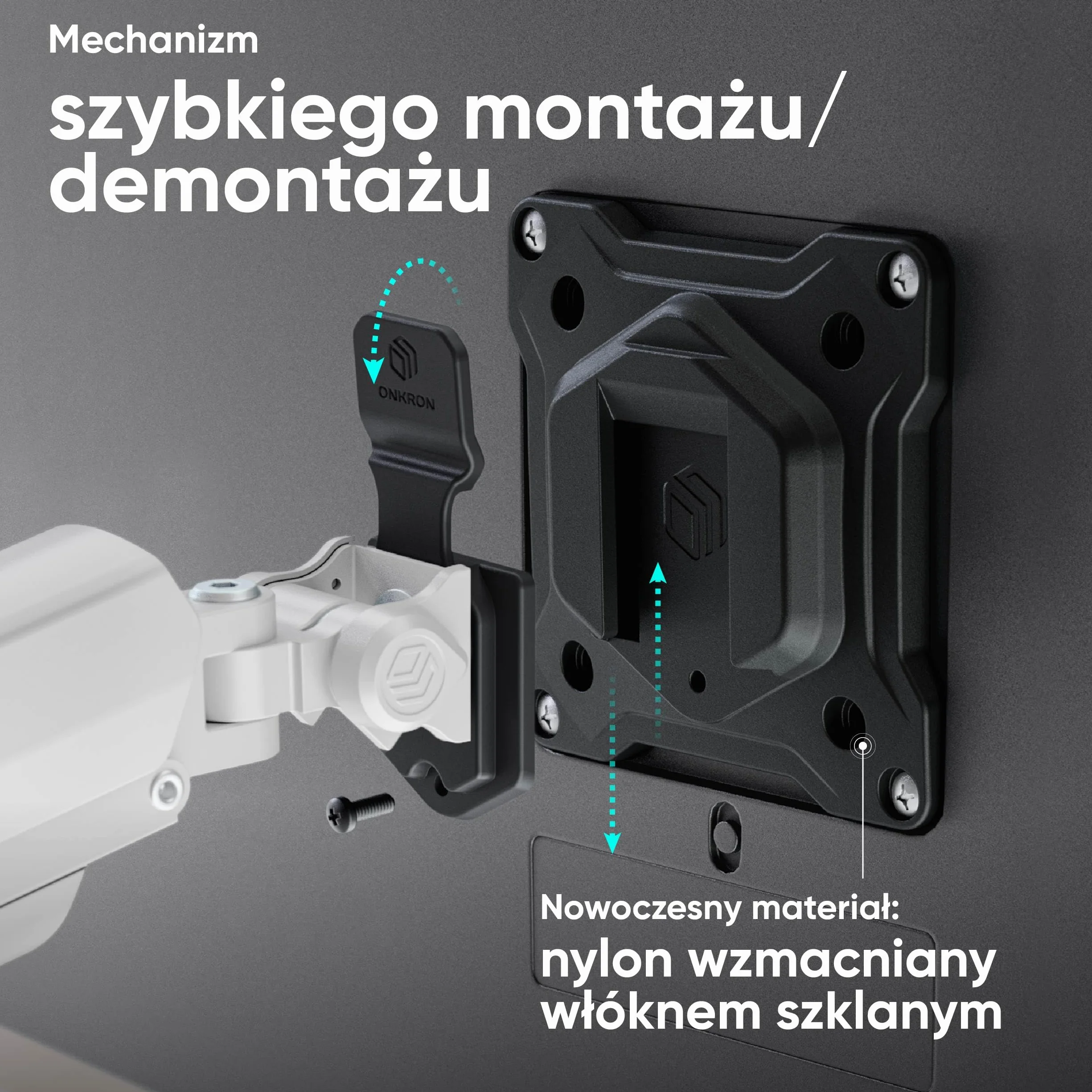 ONKRON Uchwyt Biurkowy Na 2 Monitory dla Ekranów 13-32 cale, do 2x10 kg, Ramię do Dwóch Monitorów ze Sprężyną Gazową, z Czarną Płytką VESA 75x75 – 100x100, Biały G160-BW