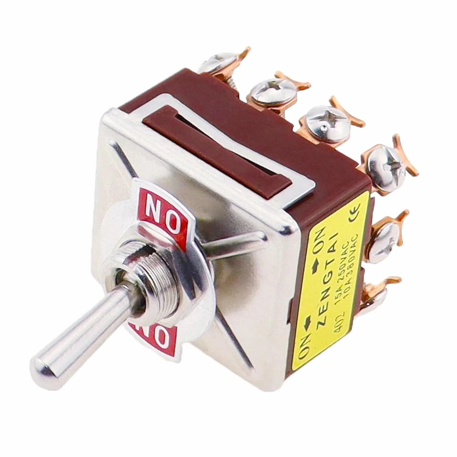 E-TEN 403 przełącznik kołyskowy ON-OFF-ON 12Pin 12mm 250V 15A srebrny styk miedziany