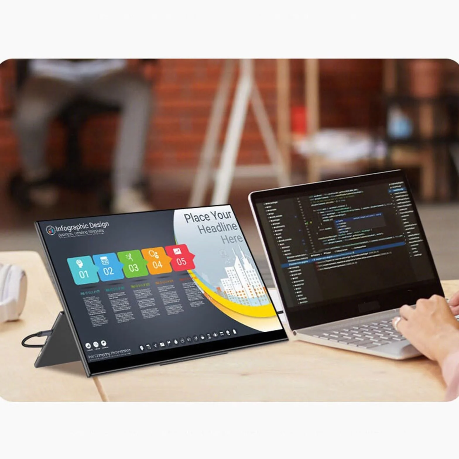 Przenośny ekran do laptopa 15,6-calowy monitor z ekranem dotykowym IPS HDR 1080p Komputer Telefon komórkowy Rozszerzone przesyłanie 64 Hz zewnętrznym Przenośny monitor
