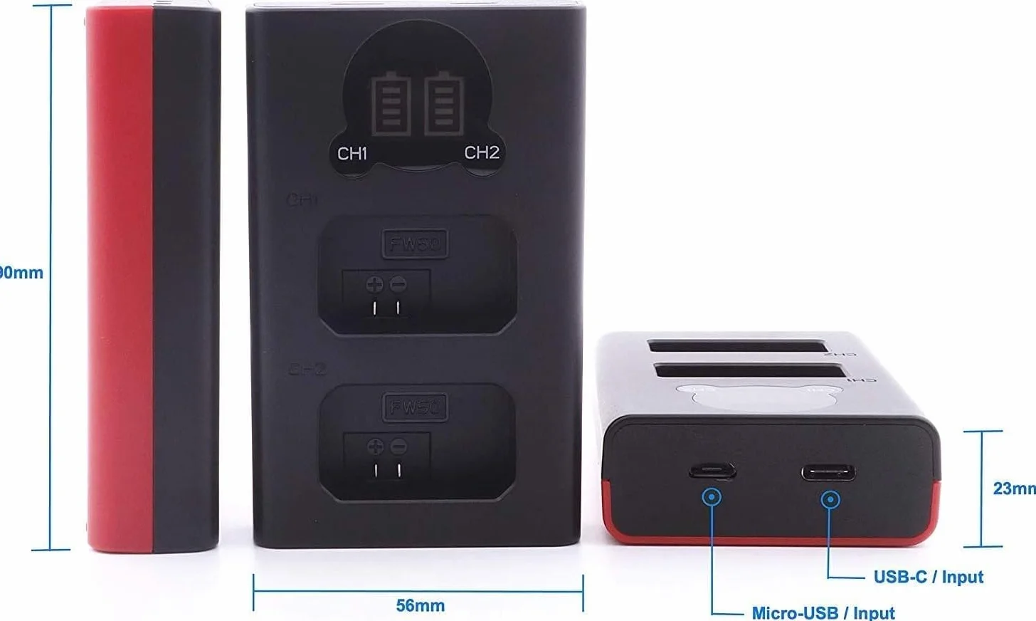 Baxxtar Ładowarka Dual (LCD USB-C Micro-USB) z 2 bateriami zamiennymi do Panasonic DMW-BLK22 2600 mAh kompatybilna z Lumix DC-S5 DC S5II S5II-X S5IIX S5IIX S5K G9 GH5 GH5II GH5S GH6 GH7 | Baxxtar 2x Akumulator DMW-BLK22 + Ładowarka – bezpieczne ładowanie,