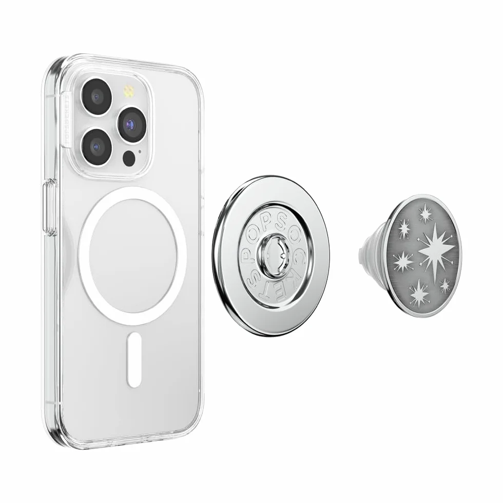 PopSockets uchwyt do telefonu MagSafe z podstawką, stojakiem magnetycznym, wymiennym blatem, bezpiecznym uchwytem do etui iPhone MagSafe, Phone & Tablet Grip - Enamel Astro