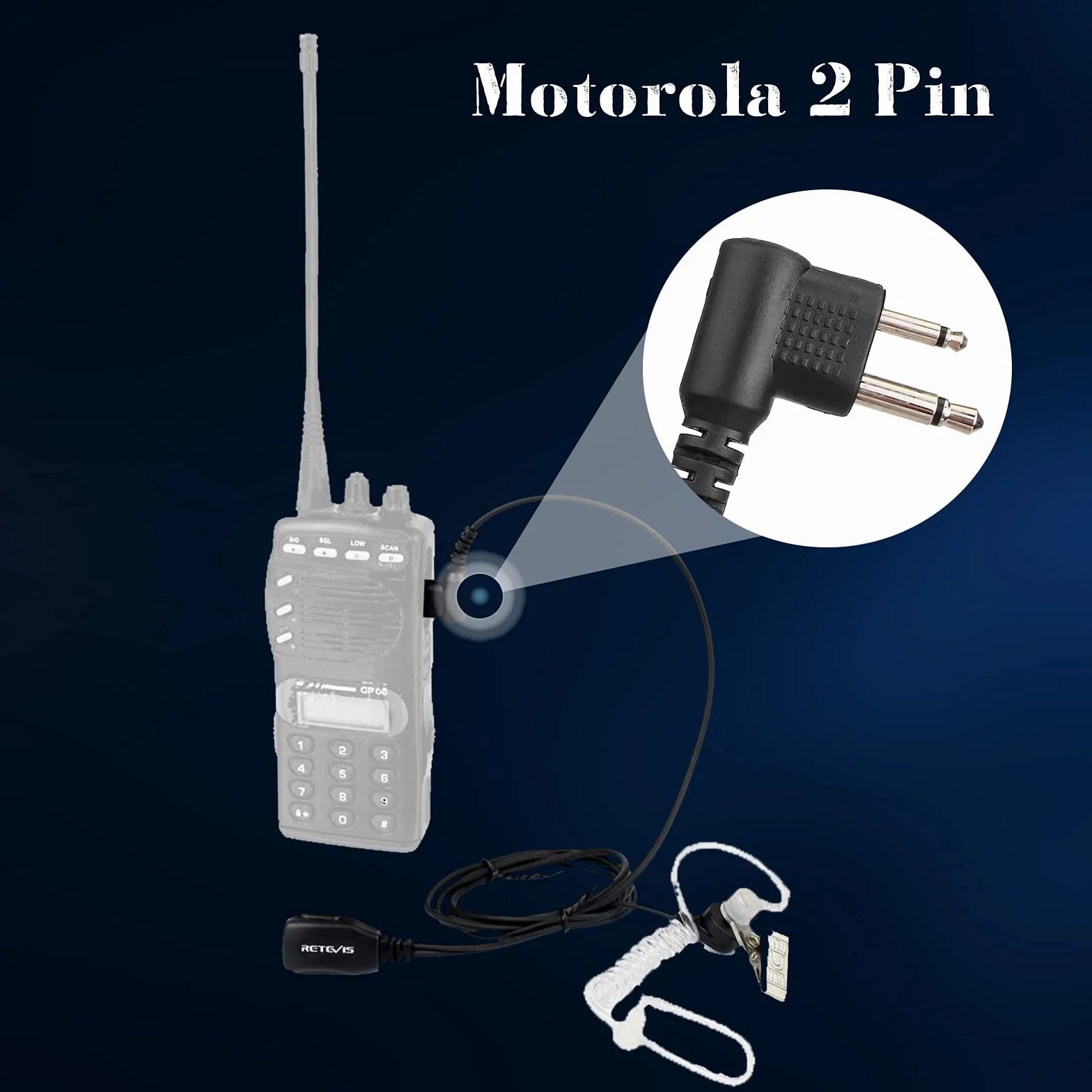 Retevis Zestaw słuchawkowy Walkie Talkie 2-pinowy kompatybilny z Motorola CP040 CP140 DP1400 Hytera Midland