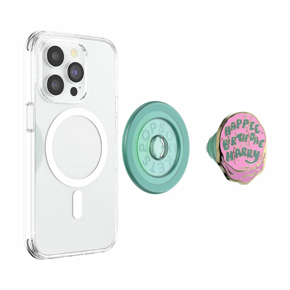PopSockets Okrągły uchwyt do telefonu kompatybilny z MagSafe, pierścień adaptera w zestawie, uchwyt na telefon, kompatybilny z bezprzewodowym ładowaniem, Harry Potter - Happy Birthday Harry
