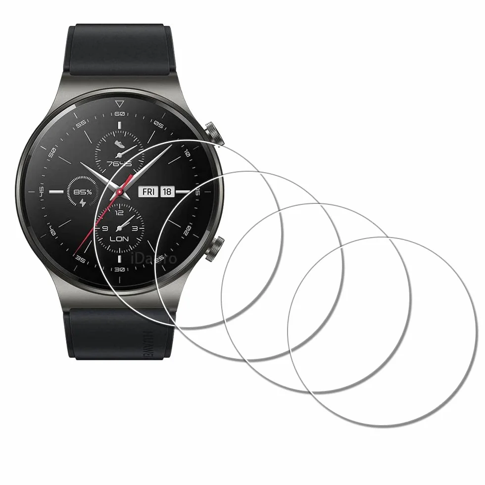 iDaPro Ochraniacz ekranu do smartwatcha Huawei GT 2 Pro GT2 Pro, 4 sztuki, szkło hartowane, odporne na zarysowania, bez pęcherzyków powietrza, łatwa instalacja