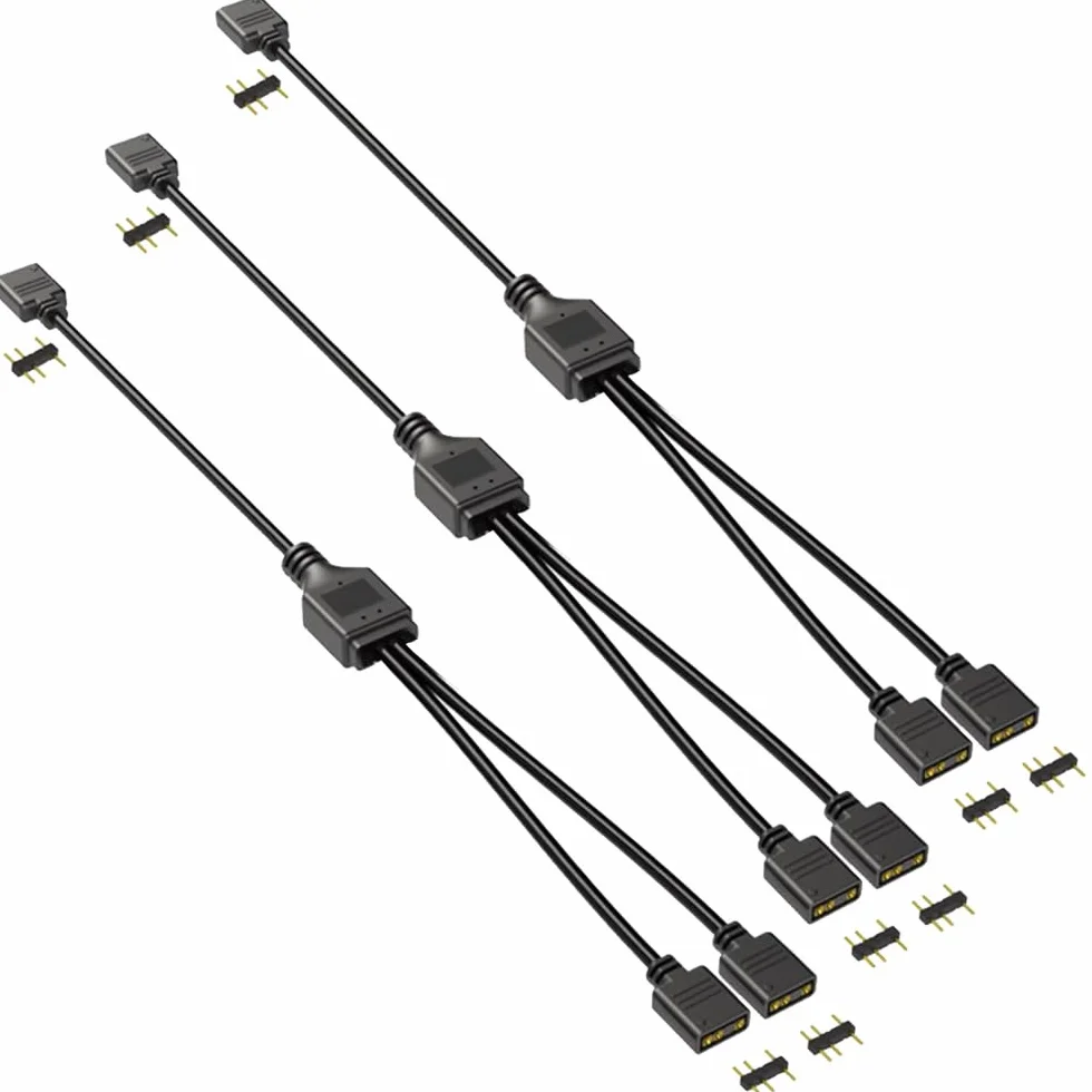 Gebildet Kabel Rozdzielający ARGB 1 do 2, 5V 3-pin Adresowalny Przedłużający RGB do Wentylatorów PC