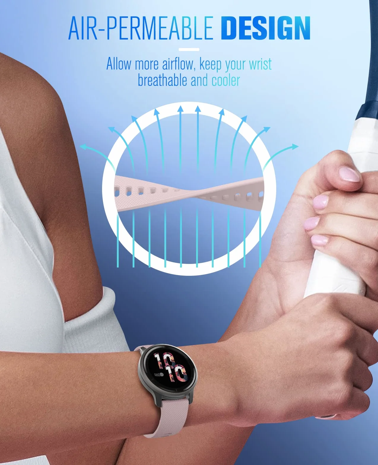 MoKo Watch Band Compatible with Garmin Vivoactive 4S/Venu 4 41mm/3S/2S/Forerunner 265S/255S/255S Music/Vivomove 3S, 18mm Soft Silicone Replacement Watch Band Sport Wristband