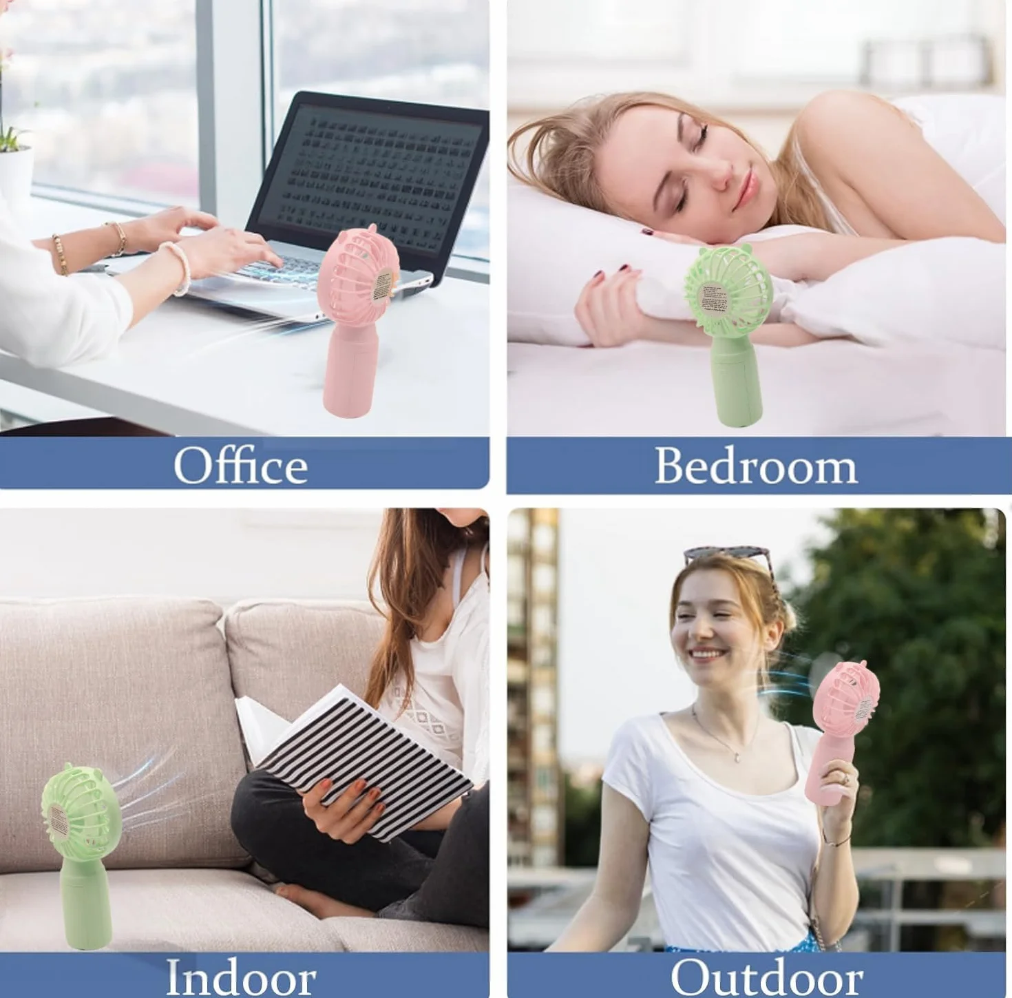 QHQQXN Feng Shui, przenośny wentylator ręczny, 4 paczki kolorowy mini wentylator ręczny na baterie osobiste przenośne wentylatory kieszonkowy na podróże/lato/na zewnątrz/makijaż/imprezę, prezenty dla