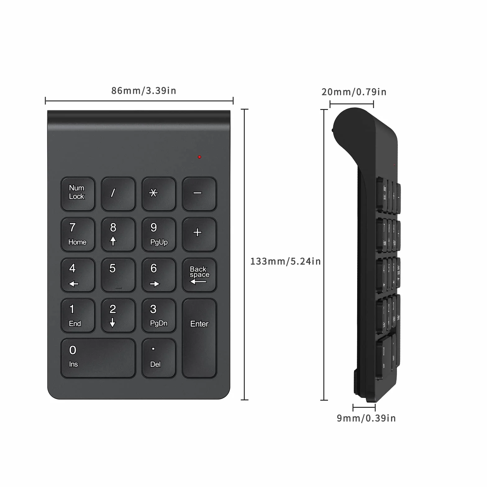 cimetech Bezprzewodowa klawiatura numeryczna, przenośna 2,4 G, ergonomiczna mini klawiatura numeryczna z odbiornikiem USB, 18 przycisków, bloki numerów biurowych do laptopa, notebooka, komputera