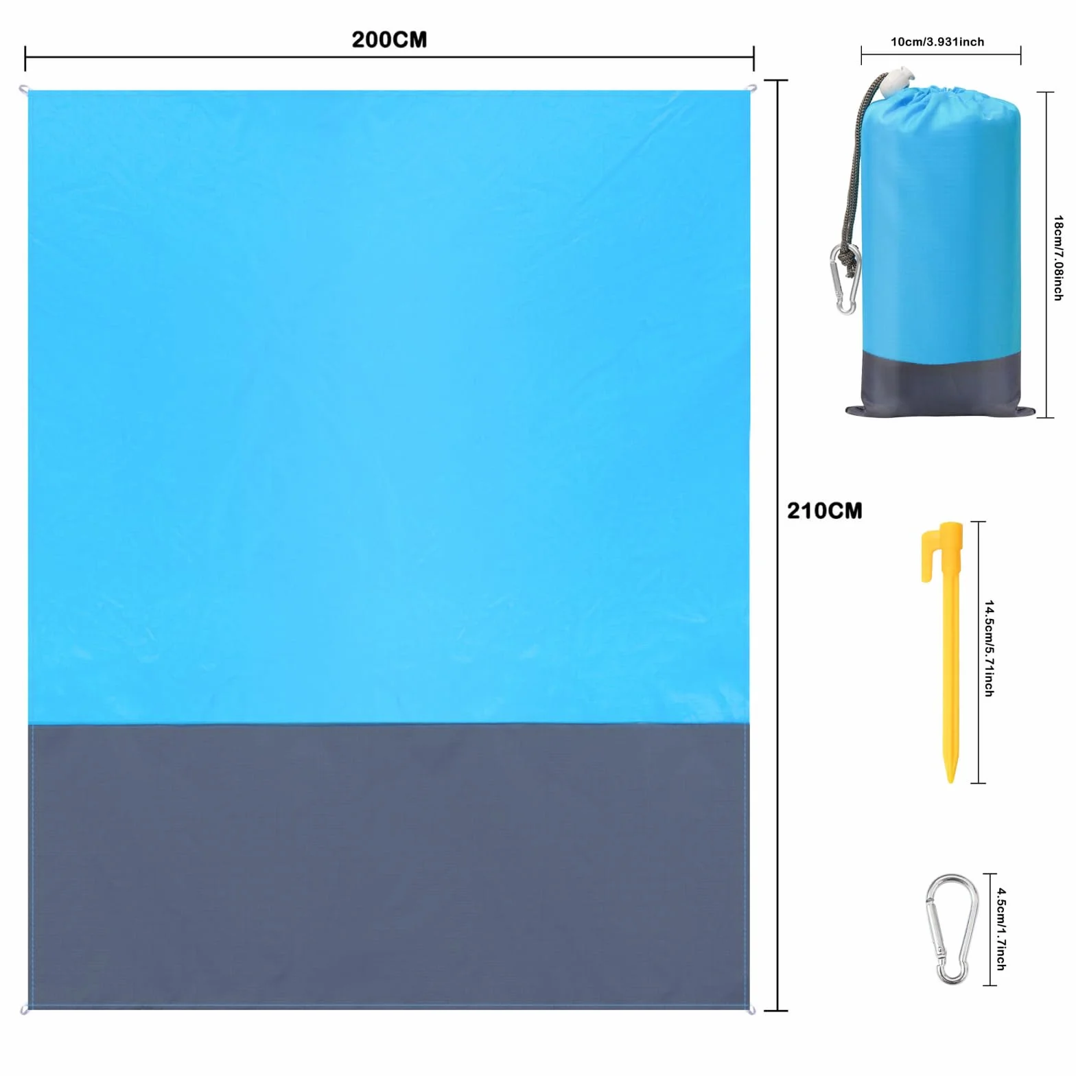 Gigmeta Wodoszczelna mata plażowa 210 x 200 cm wodoodporny koc piknikowy