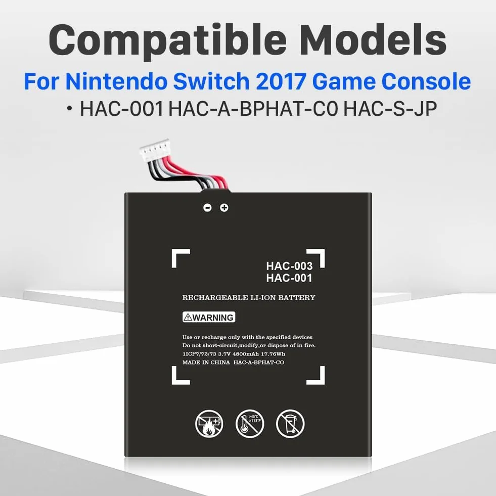 HAC-003 Akumulator, Oryginalny Upgrade 4800mAh Akumulator Litowo-Jonowy Bateria Akkupack dla Nintendo Switch 2017 Game Console HAC-001, HAC-003, HAC-A-BPHAT-C0 HAC-S-JP Wewnętrzna Bateria z Zestawem