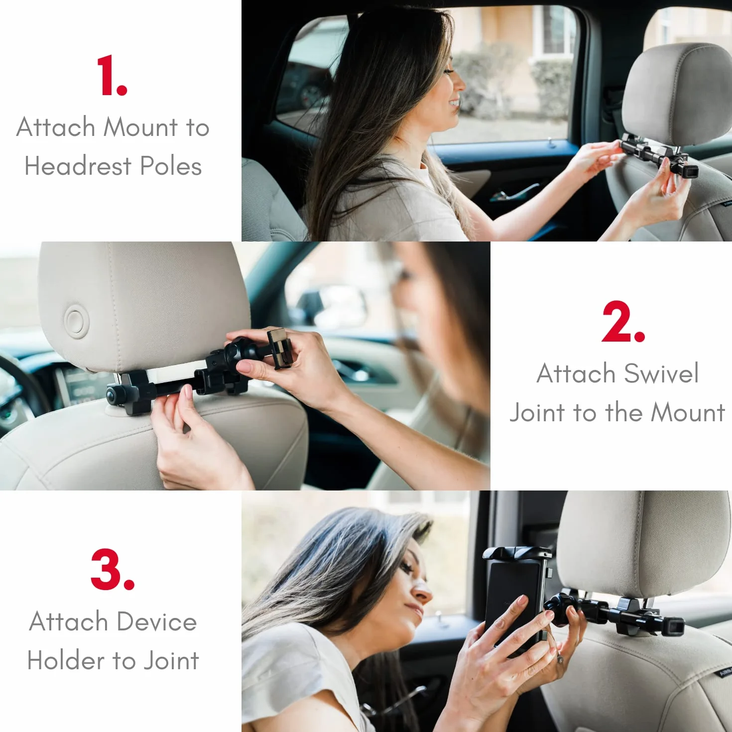Macally HRMOUNTPROB uchwyt samochodowy do Apple iPad Pro/Air/Mini, tabletów, Nintendo Switch, iPhone, smartfonów o szerokości od 11,4 cm do 25,4 cm z dwoma regulowanymi pozycjami i obrotem o 360°