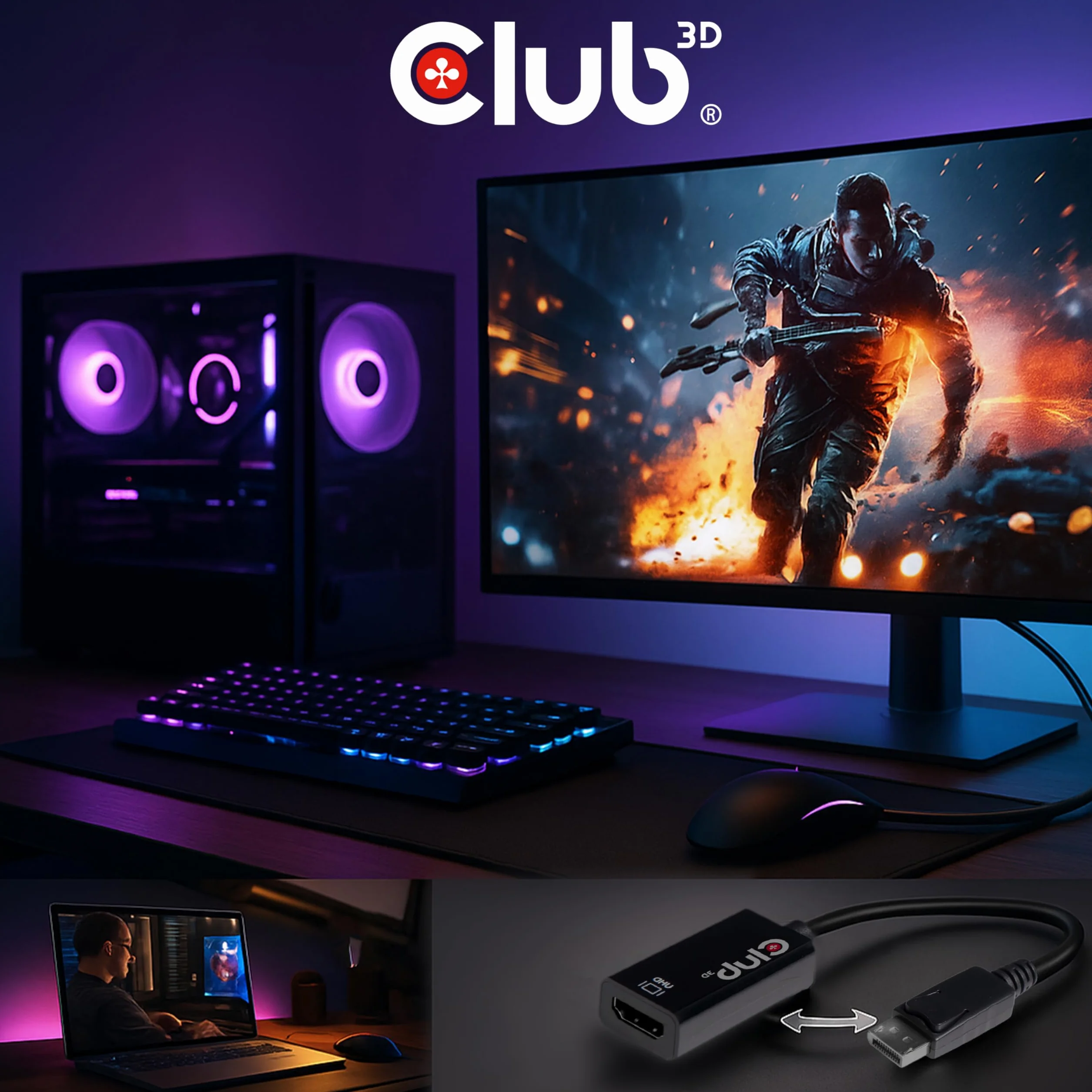 Club 3D CAC-1080 DisplayPort 1.4 na HDMI 2.0a HDR aktywny czarny