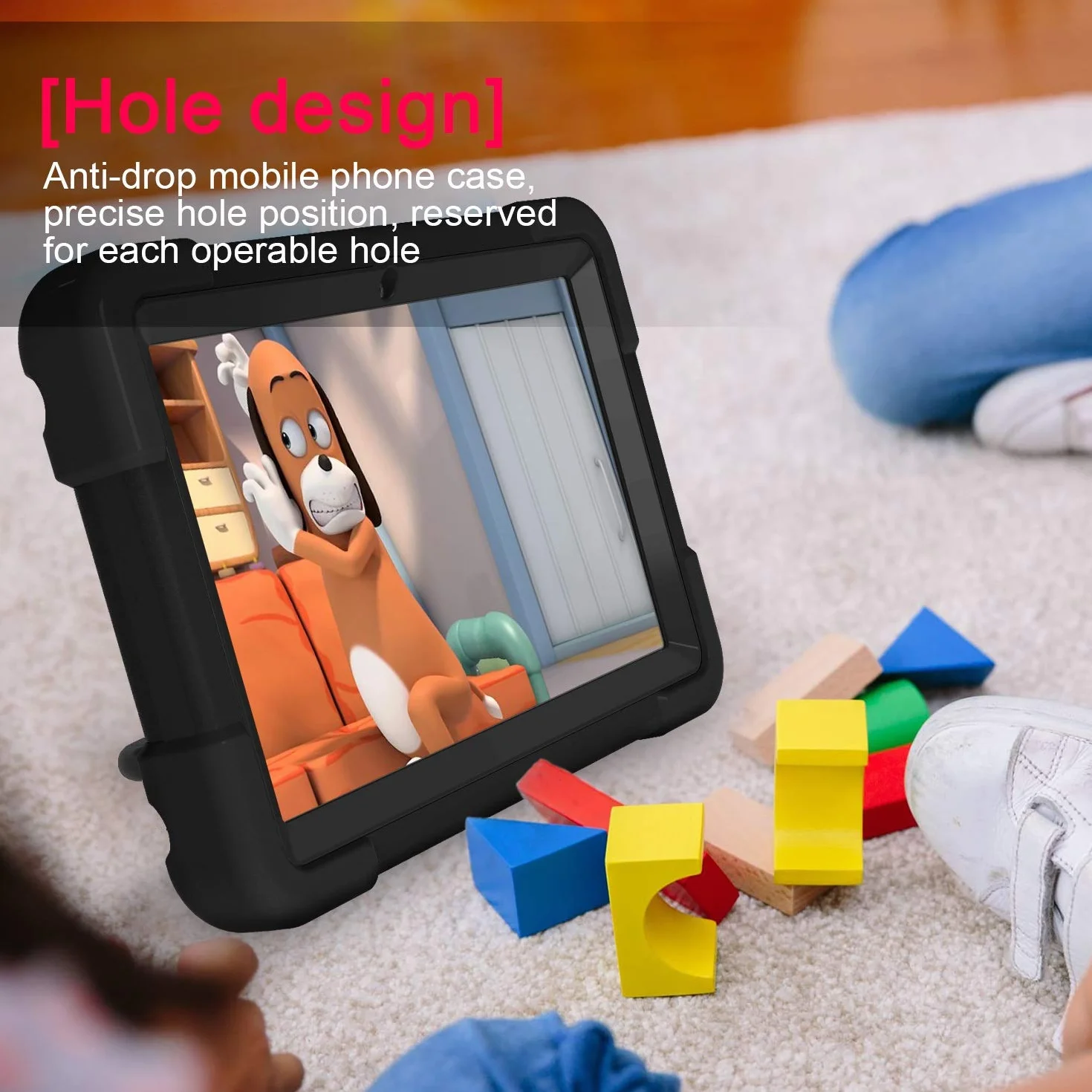 Pokrowiec na tablet dla dzieci do Kindle Fire HD8, ze składanym uchwytem, obrotową podpórką, wytrzymałe, odporne na wstrząsy etui ochronne (czarne)