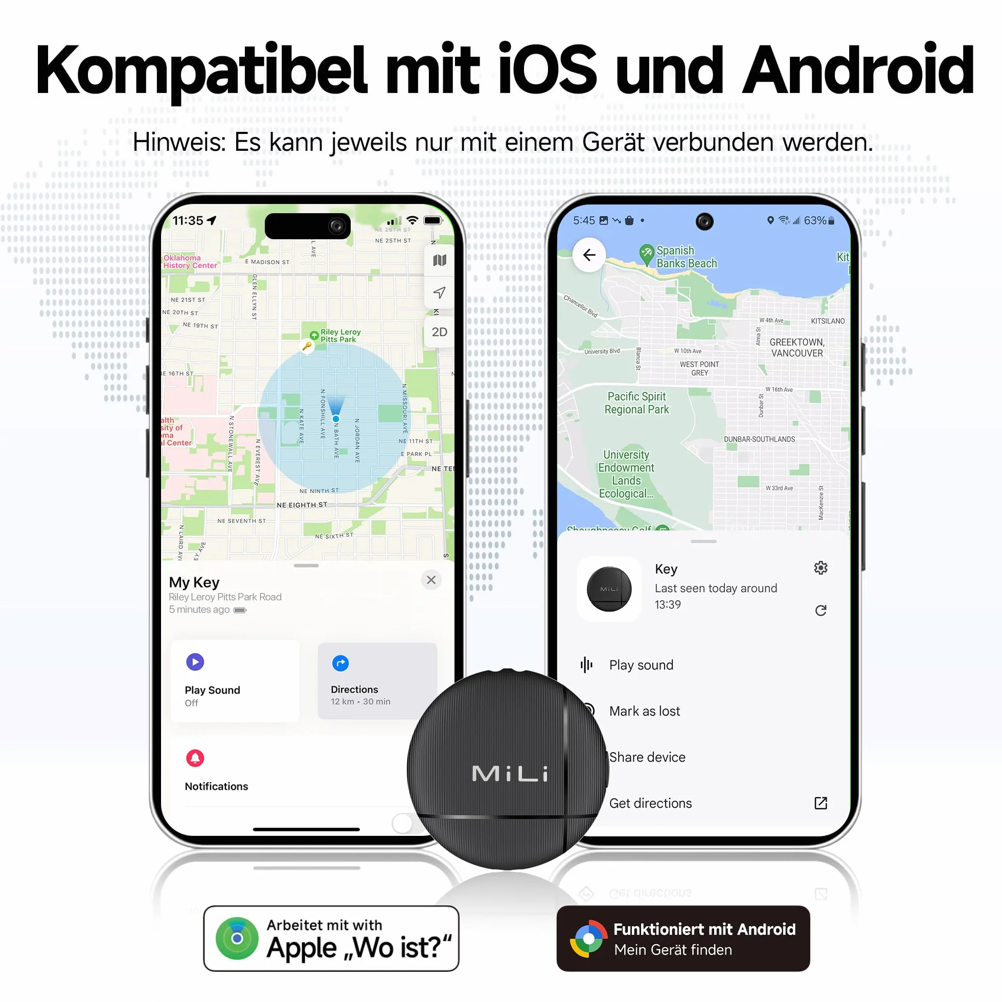 MiLi LiTag Duo Lokalizator Bluetooth Kompatybilny z Apple Android Wymienna Bateria 1 Pack
