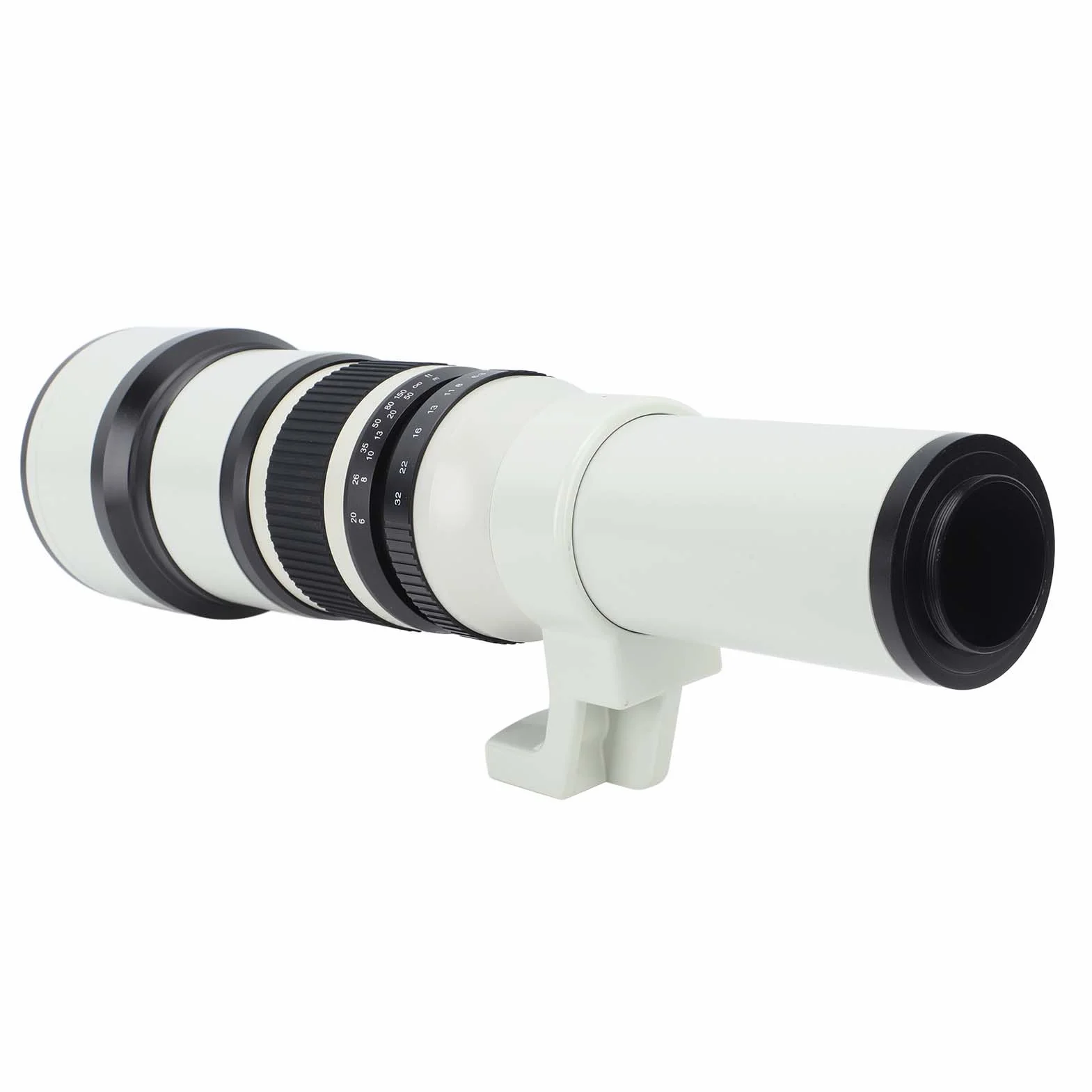 Teleobiektyw Prime Szkło Optyczne F6.3-F32 Aperture Obiektywy Stałoogniskowe Achromatyczny Refraktoskop z Adapterem T2 NEX do Pełnoklatkowego Aparatu Bezlusterkowego (WHITE)