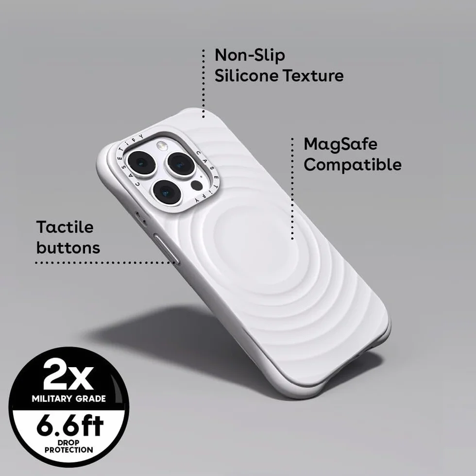 CASETiFY Etui do iPhone'a 15 Pro - Ripple kompatybilne z MagSafe Sky Blue | Silikon | teksturowane fale, 2 m, 2 x ochrona przed upadkiem klasy wojskowej, błękitny
