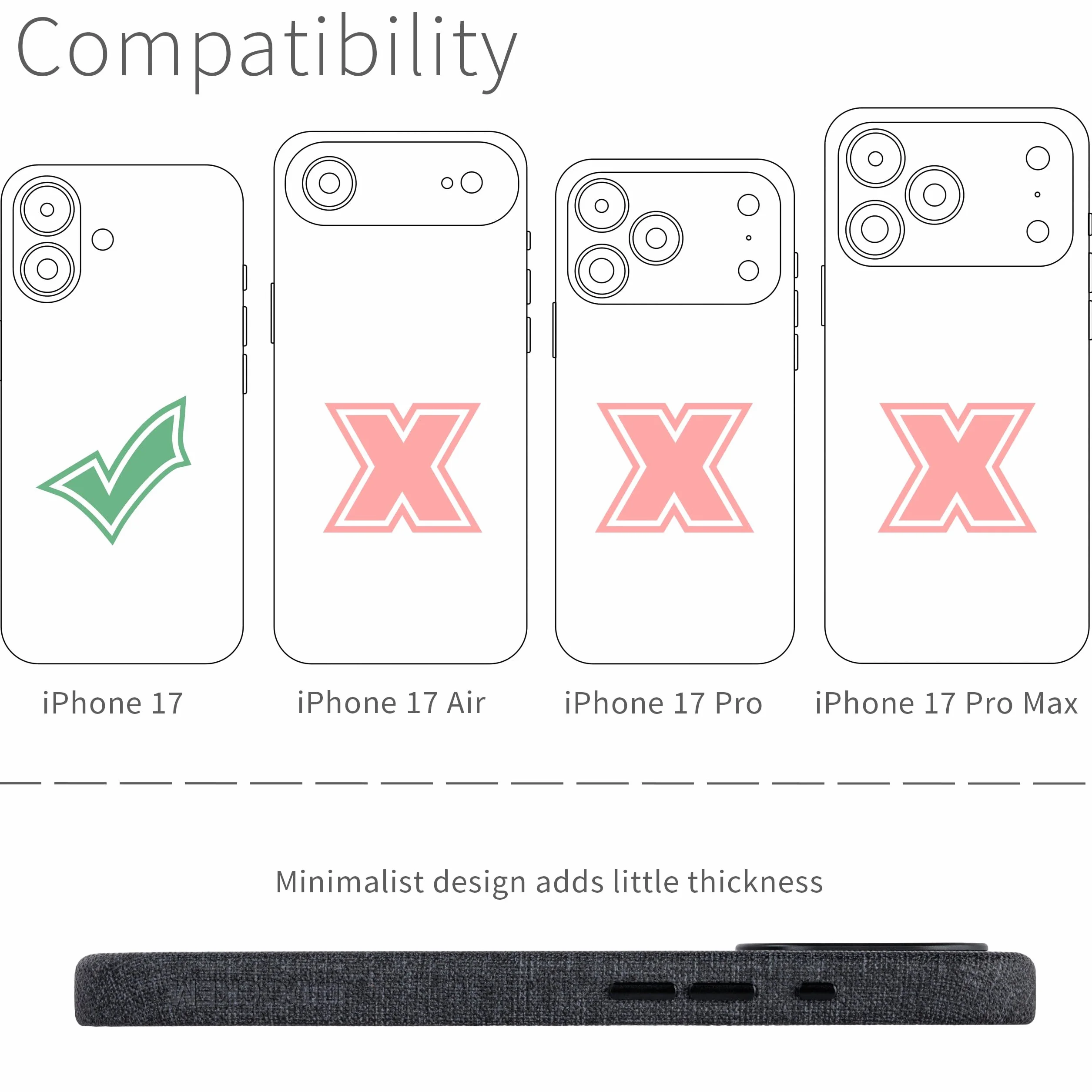 Dockem Etui ze Skóry Syntetycznej do iPhone 17 Kompatybilne z MagSafe, z Pojemnościowym Przyciskiem Sterowania Aparatem (MSVL, Węglowa Czerń)