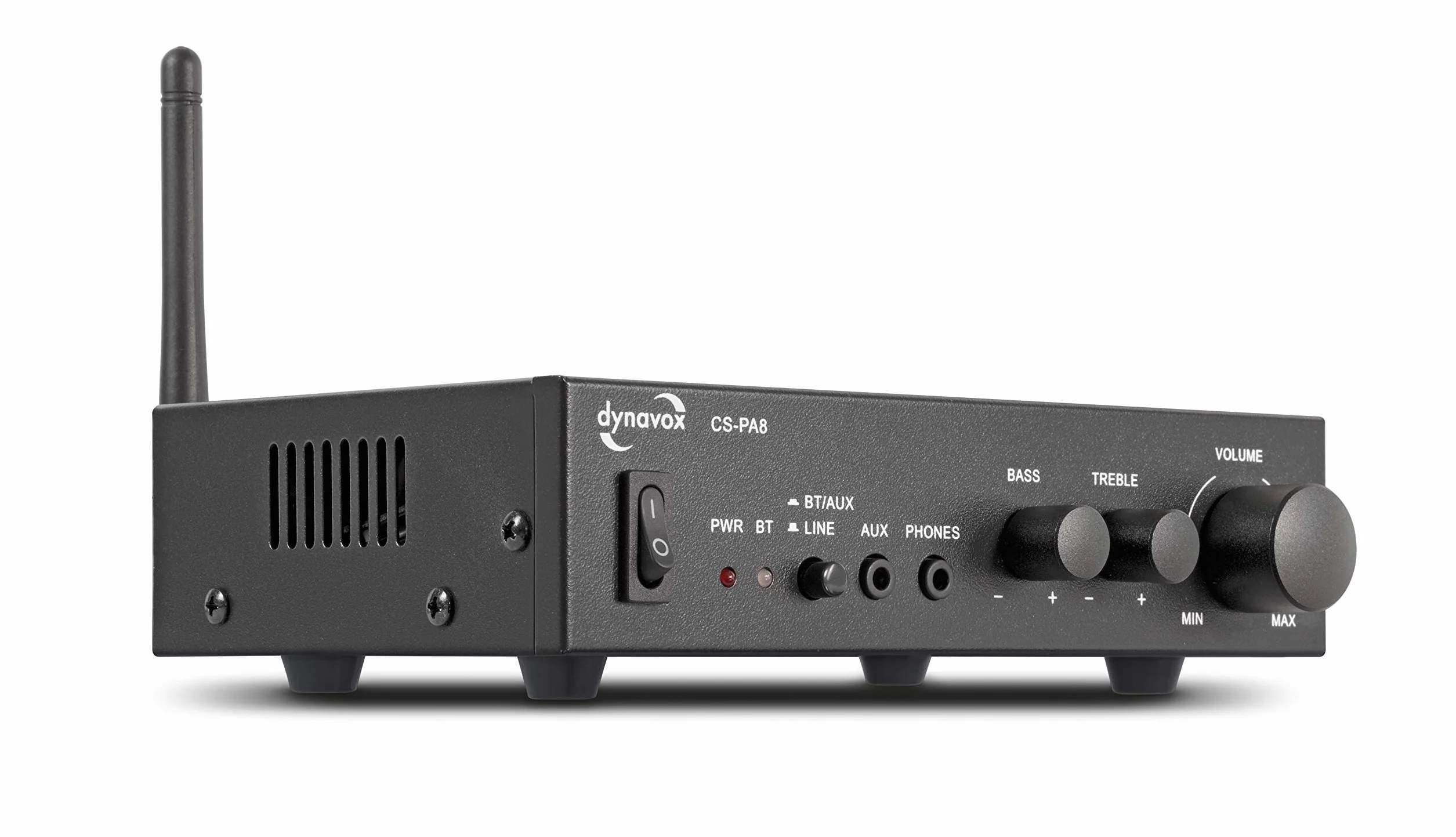 Dynavox Mini wzmacniacz CS-PA8, wzmacniacz cyfrowy stereo, zaciski przyłączeniowe, zintegrowana antena BT i złącze słuchawkowe, czarny