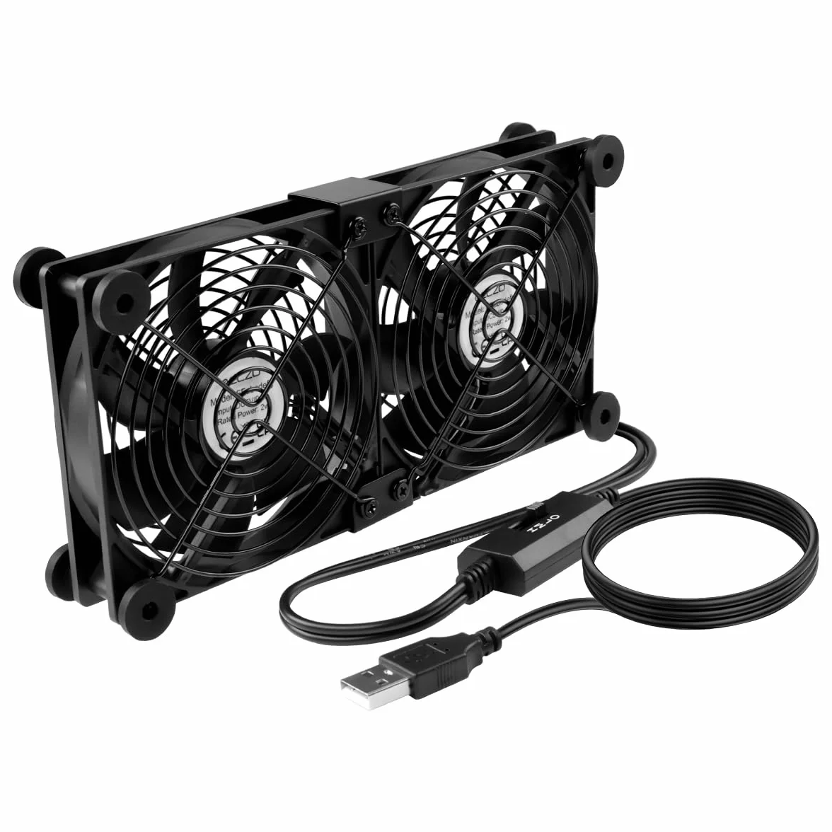 ELZO Wentylator USB 120 mm 2 w 1, przenośny wentylator komputerowy z 3 regulowanymi prędkościami