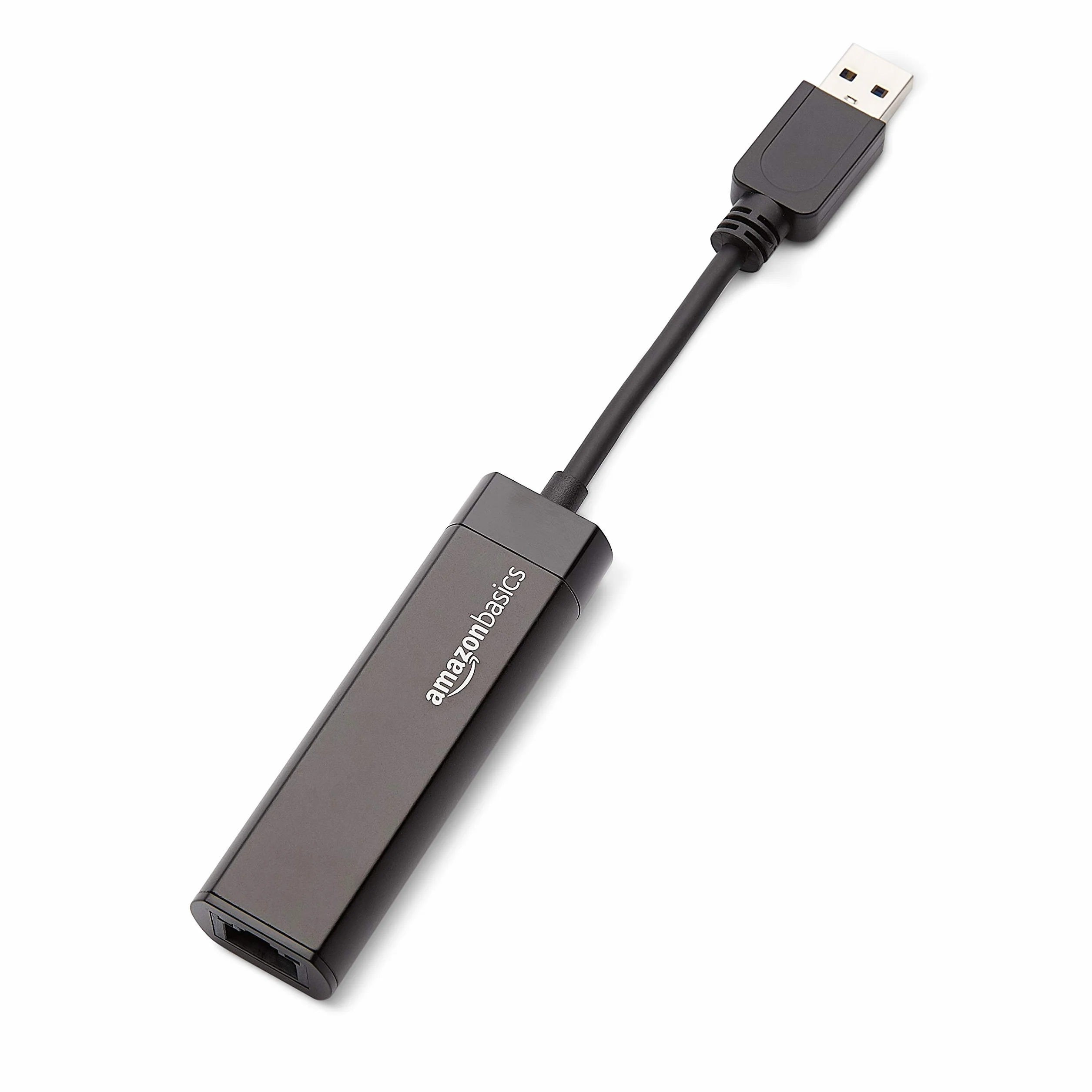 Amazon Basics Adapter sieciowy z USB 3.0 do Ethernet Gigabit z prędkością 10/100/1000 Mbps, kolor czarny, 1 sztuka