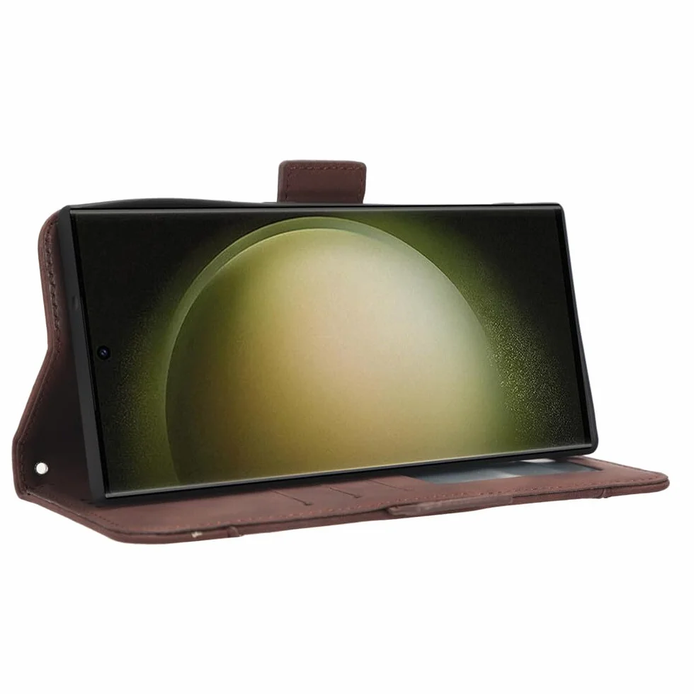 Generic etui kompatybilne z Samsung Galaxy S21 (kolor: czarny) Multi Wallet Skórzane etui z klapką Magnetyczne retro