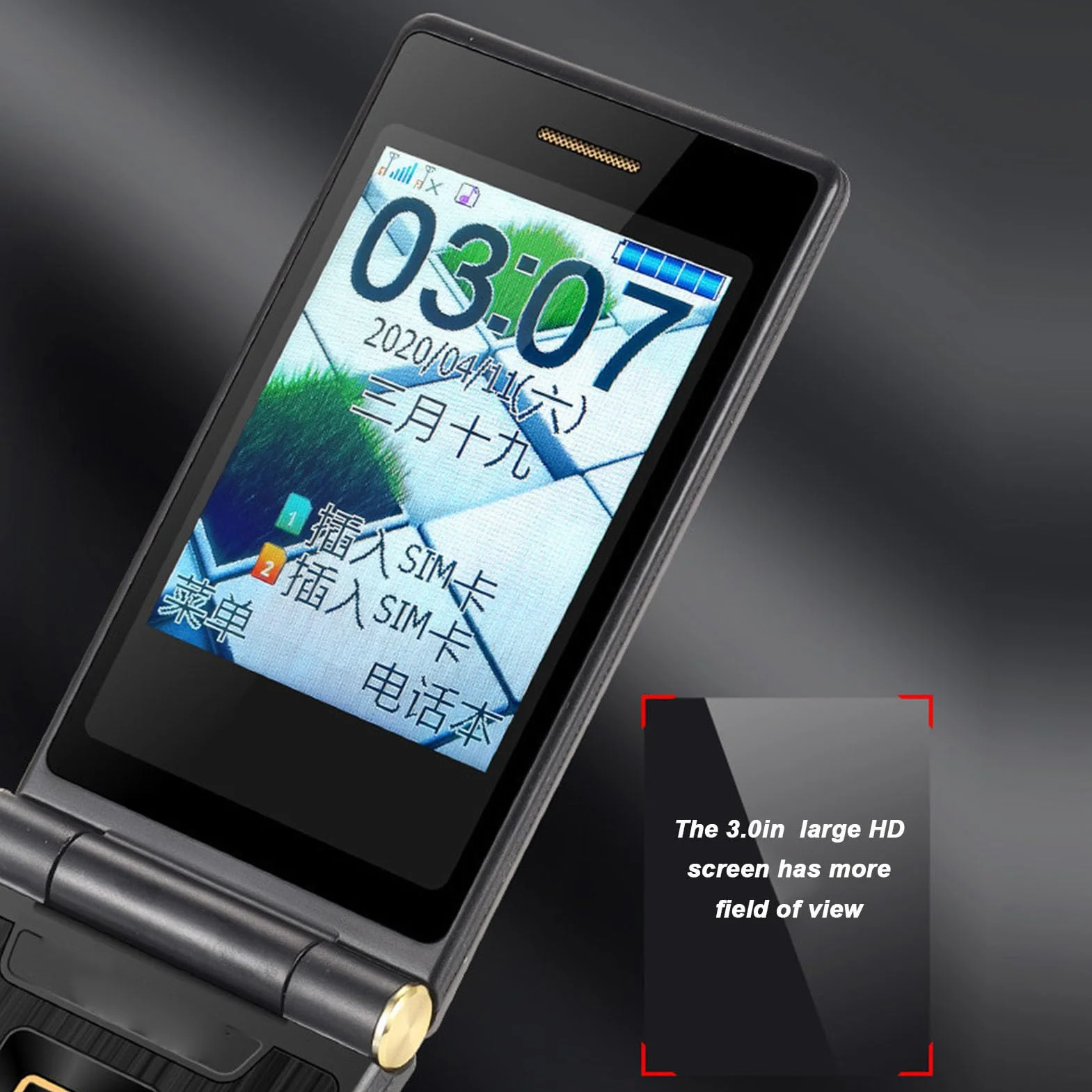 Telefon Komórkowy z klapką dla Seniorów, Telefon z klapką 2G, Podwójny Wyświetlacz HD, Duże Przyciski, Bateria 5900 MAh, Dwa Gniazda Kart SIM, Odblokowany Telefon Komórkowy dla
