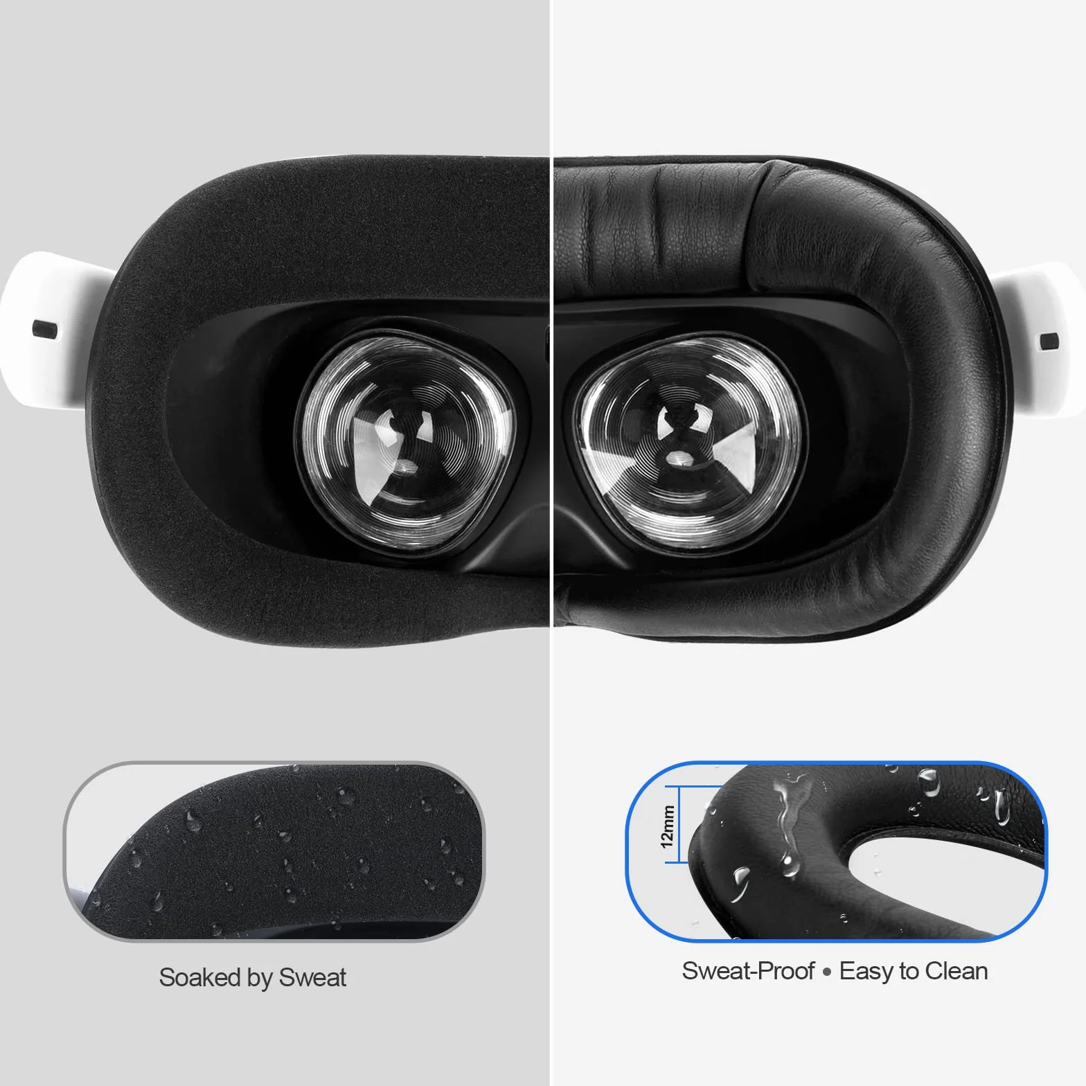 SUPERUS Interfejs twarzy i podkładka na twarz dla Oculus Quest 2, odporna na pot poduszka z pianki PU - akcesoria VR dla Meta Quest 2