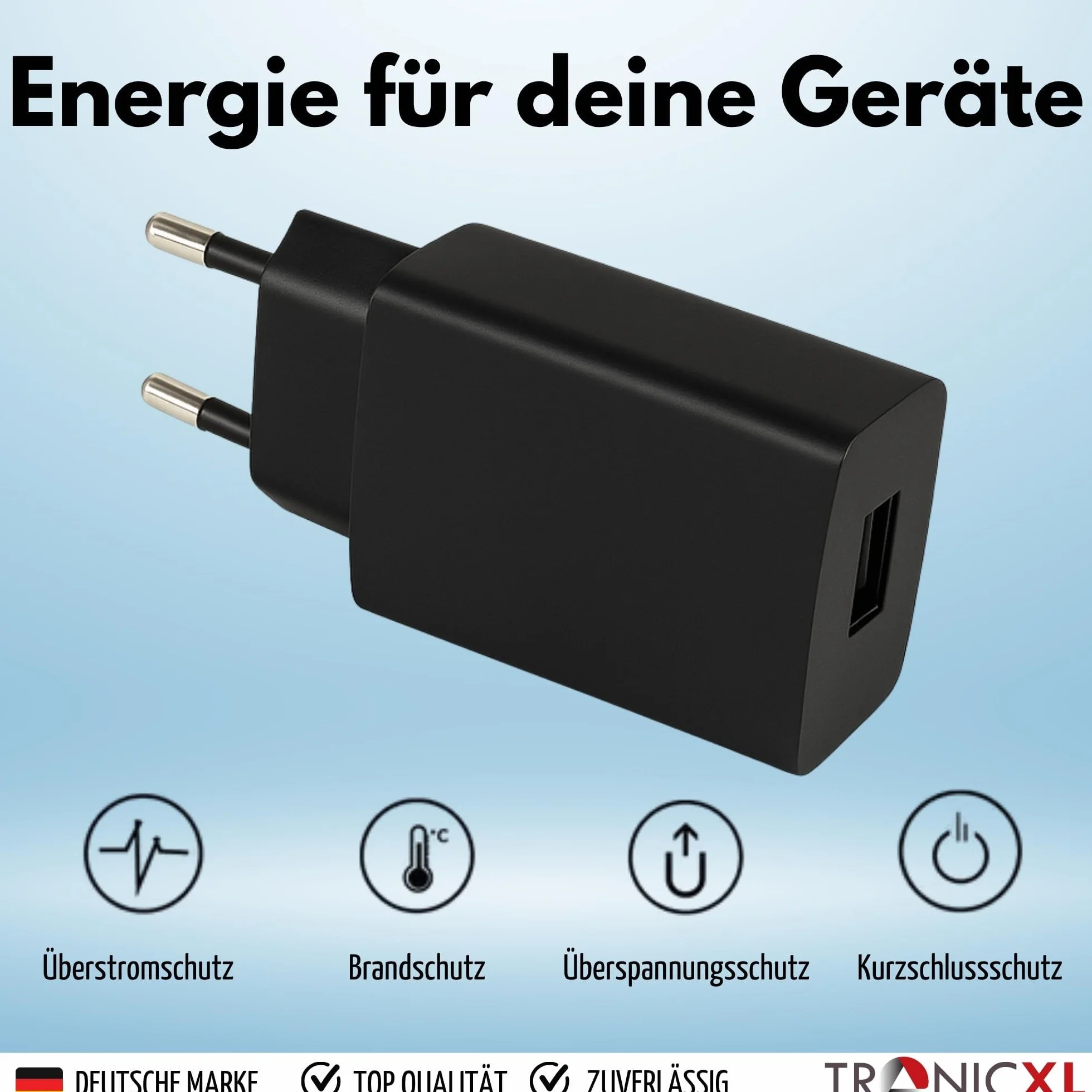 TronicXL Słupek specjalny 20 x USB zasilacz zasilacz ładowarka 2 A 5 V 10 W zasilacz sieciowy USB-A gniazdo do telefonu komórkowego kabel do ładowania smartfona czarny