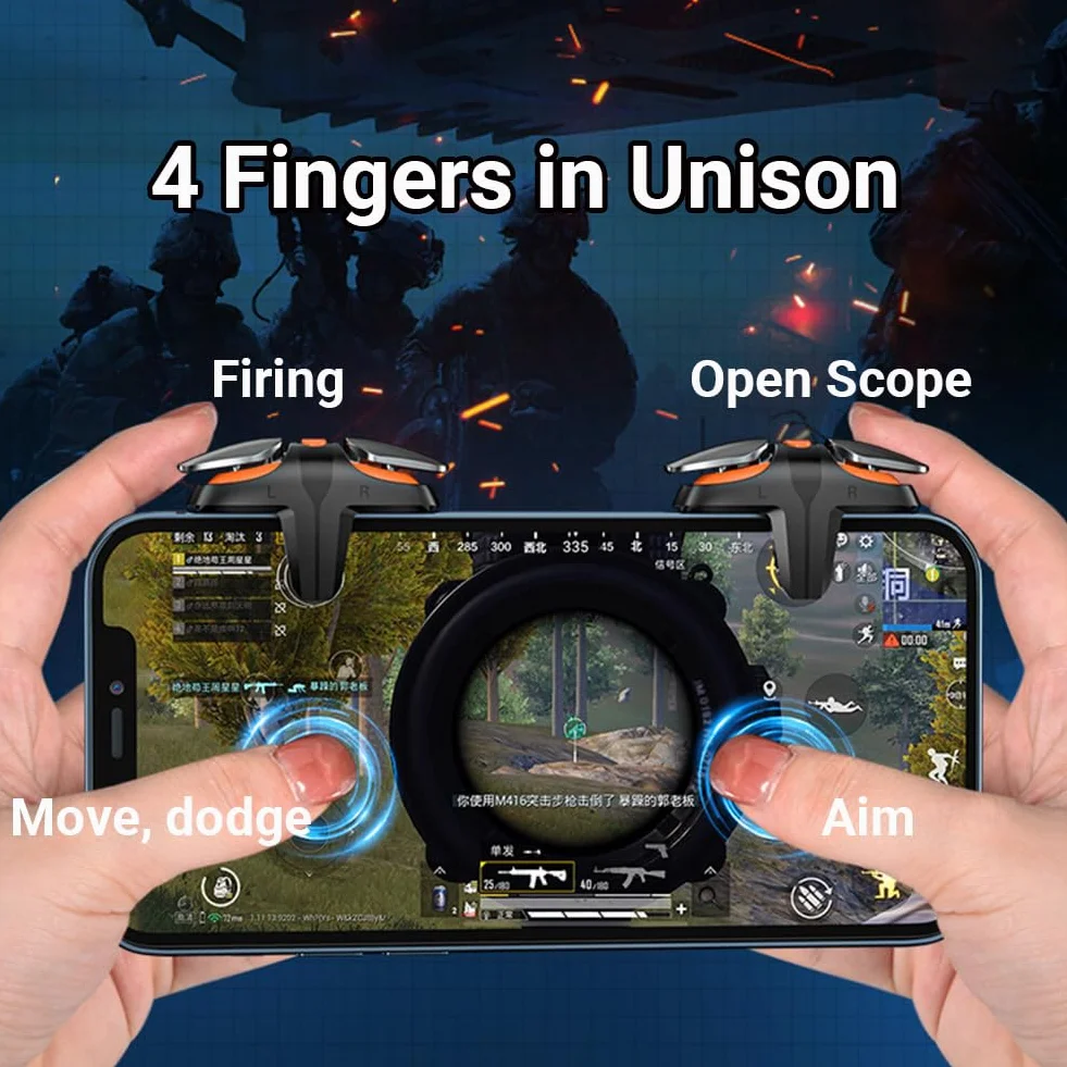 Ozkak Mobilny kontroler, wyzwalacz, joystick, gadżet gamingowy, L1R1, wyzwalacz, kompatybilny z PUBG COD iPhone, smartfonami z systemem Android i iOS