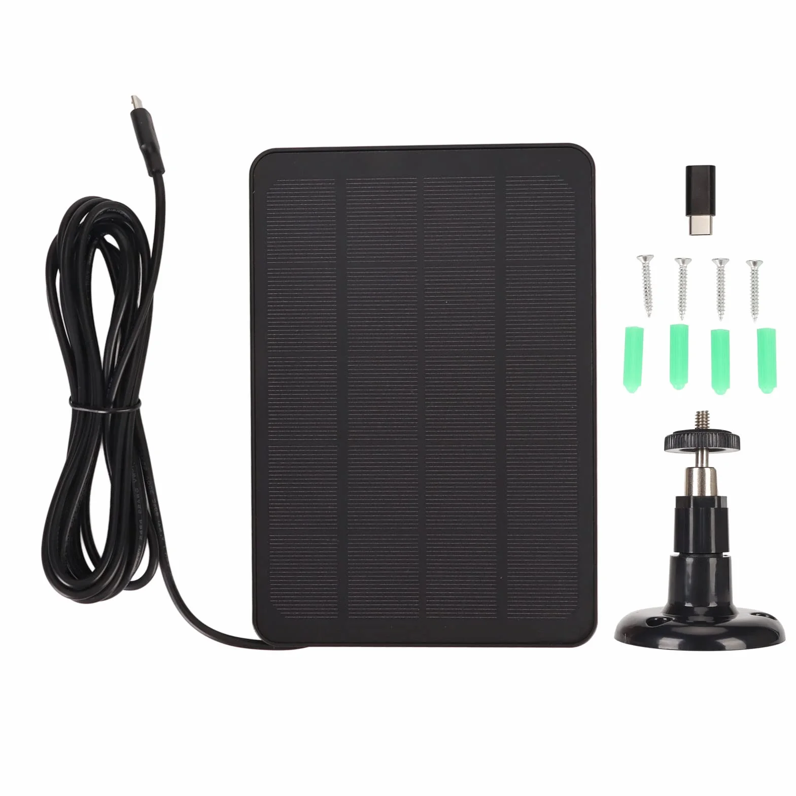 lyrlody Panel Słoneczny 5 V do Kamer Bezpieczeństwa, ładowarka Słoneczna z Krzemu Monokrystalicznego 4 W z Kablem USB IP65, do Kamer Zewnętrznych (BLACK)