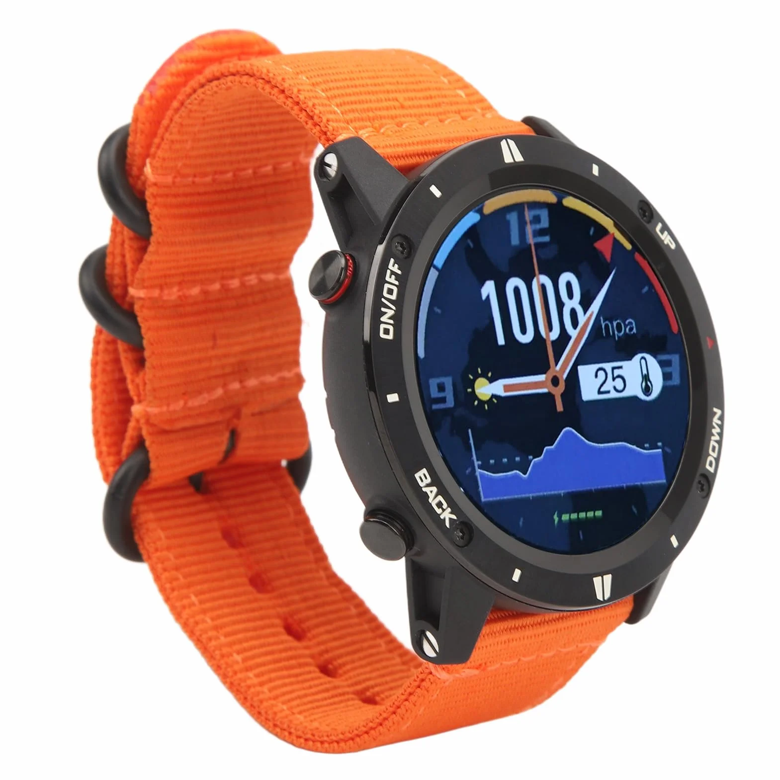Zegarek Sportowy Metalowe ładowanie USB Monitorowanie Snu Smartwatch 50M Wodoodporna Nawigacja z Trackerem do Biegania (Pomarańczowy)