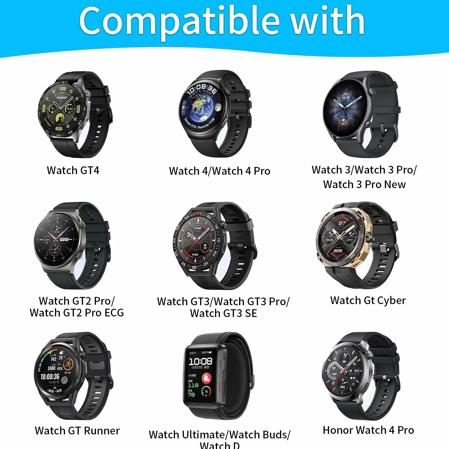 Ładowarka kompatybilna z Huawei Watch GT5/5 Pro/GT4/GT3 Pro/3 SE/GT2 Pro/GT Runner/Watch 4/4 Pro/3/Ultimate, stacja dokująca z kablem USB 1M