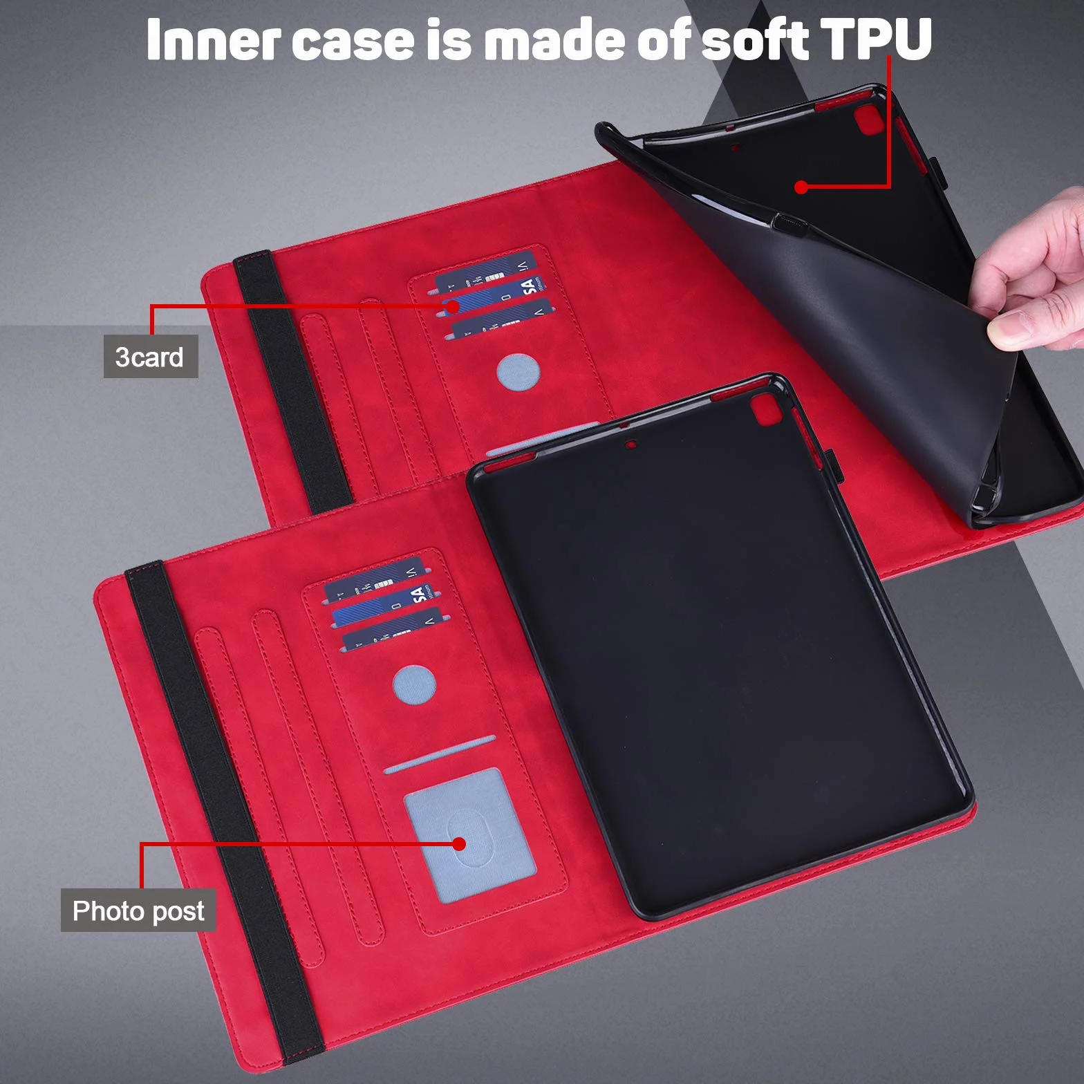 Etui Samsung Galaxy Tab A6 10.1 SM-T580/T585 Flip Cover PU Skórzane z Folii i Rysikiem Czerwone