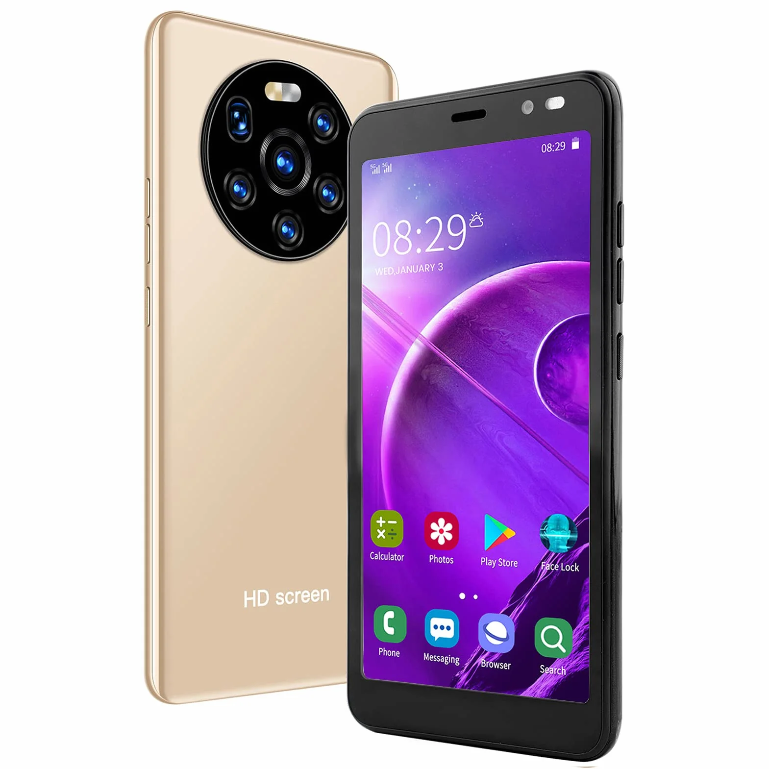 Telefon Komórkowy, Trwały Telefon Z Ekranem HD Mate40 Pro 5,45 Cala, Podwójna Karta, Podwójny Tryb Gotowości, 512 MB, 4 GB(Złoto)