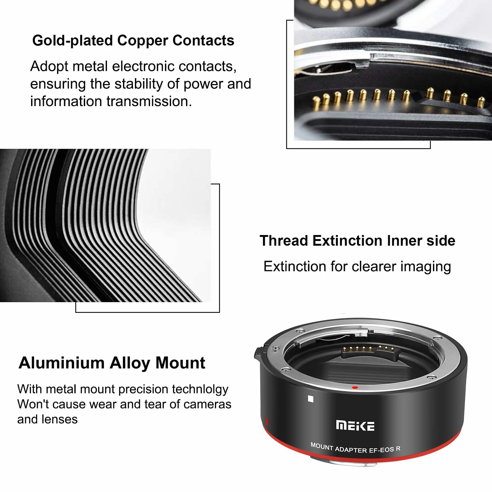 Meike Metalowy adapter obiektywu EF-EOSR, konwerter, z autofokusem, do aparatów Canon EF/EF-S, EOS-R, EOS-RP, R5, R6, R7, R10, C70 i RED